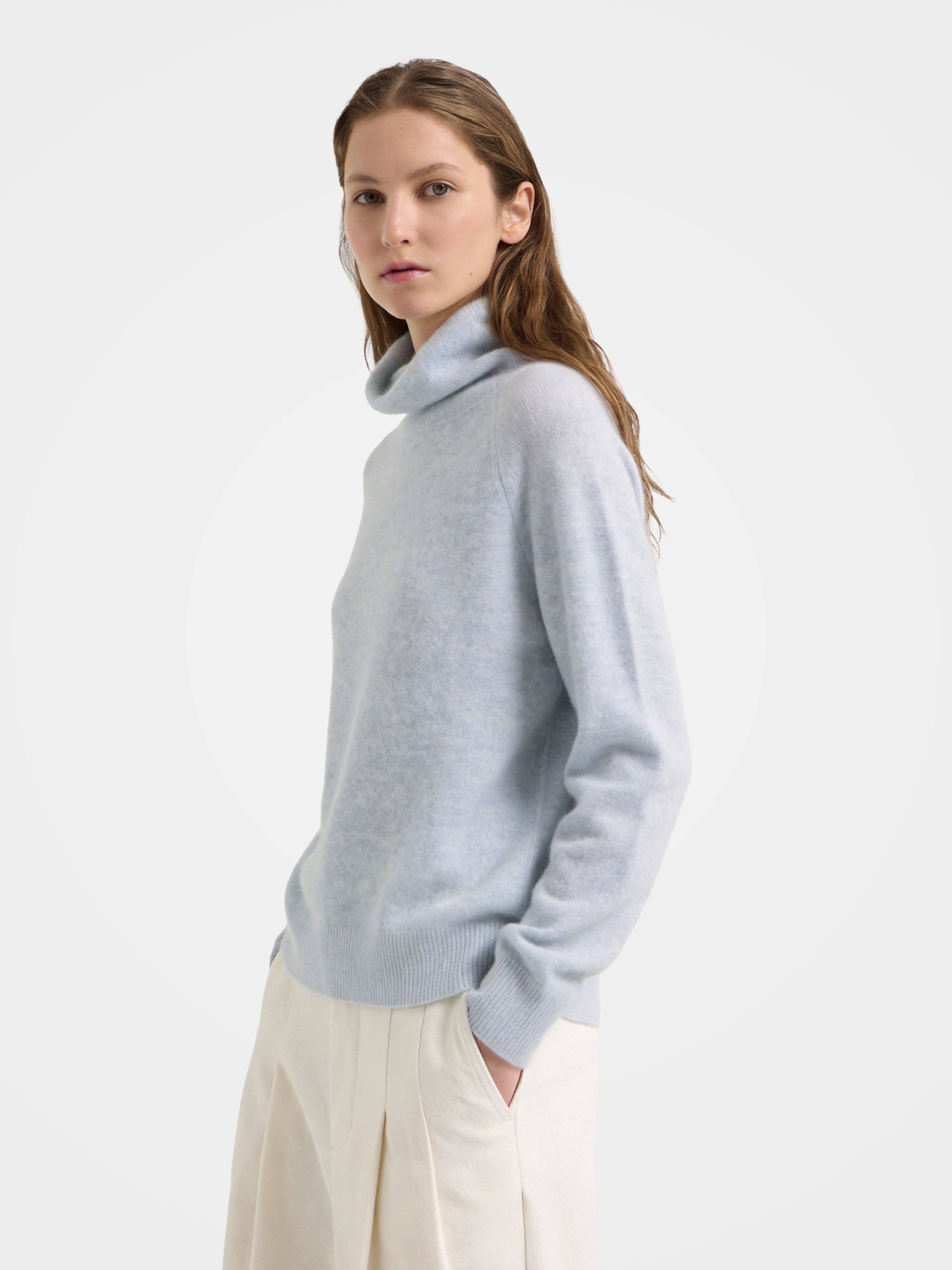 Soft Cashmere Silk Blend Turtleneck Sweater Long Sleeve Knit Pullover