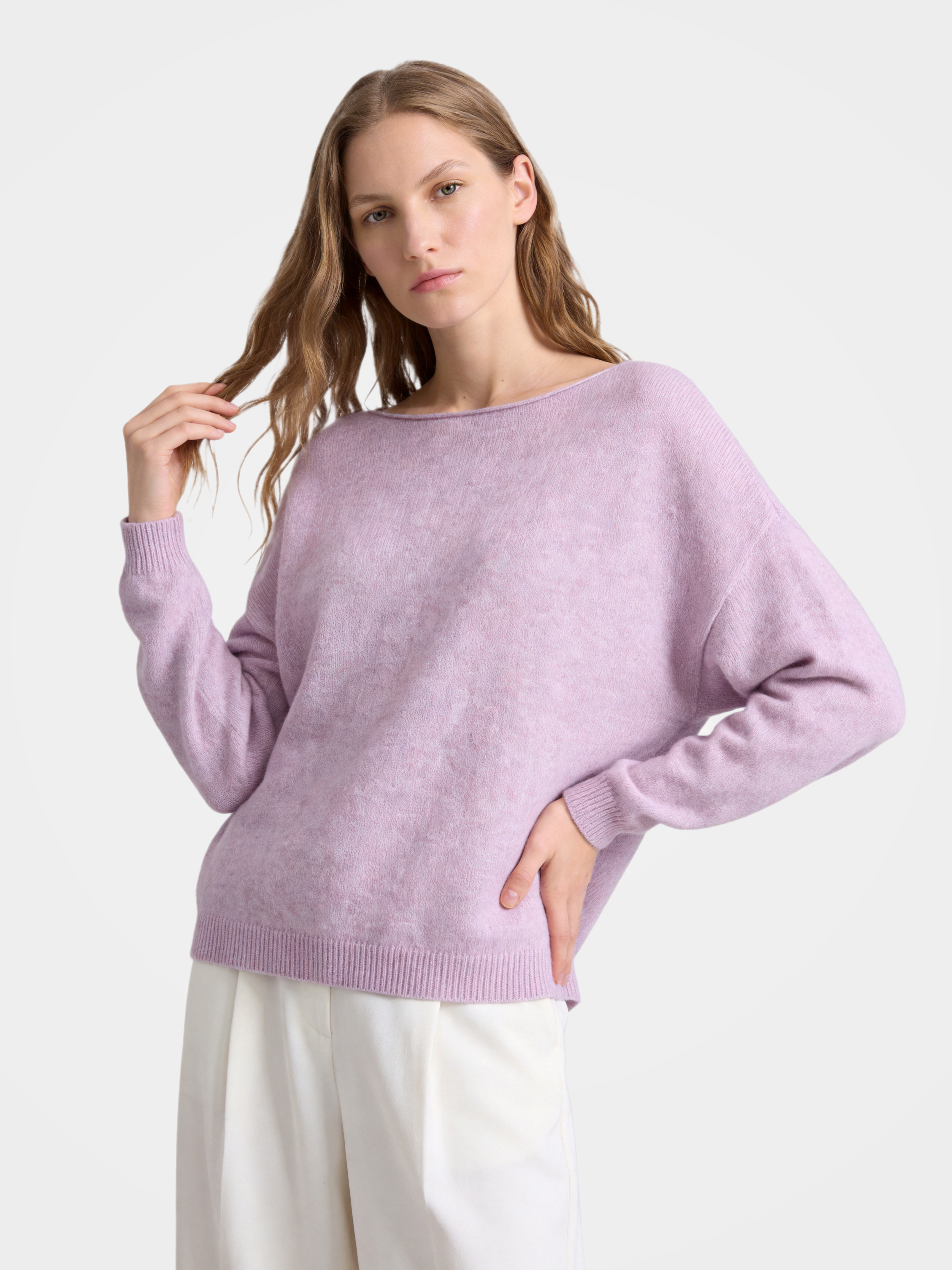 Cashmere Silk Blend Oversized Crew Neck Sweater