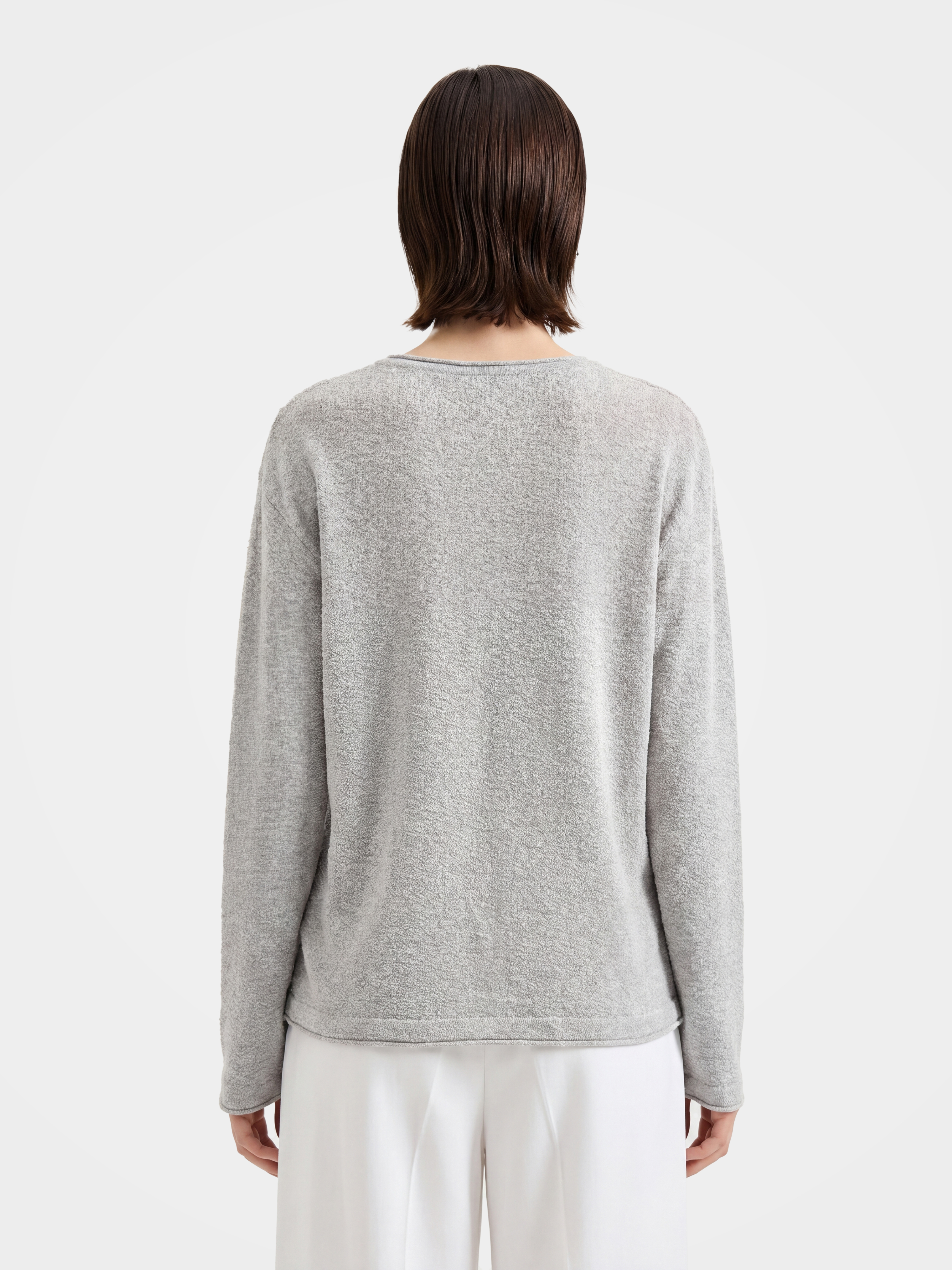 Relaxed Fit Linen Cotton Long Sleeve Pullover