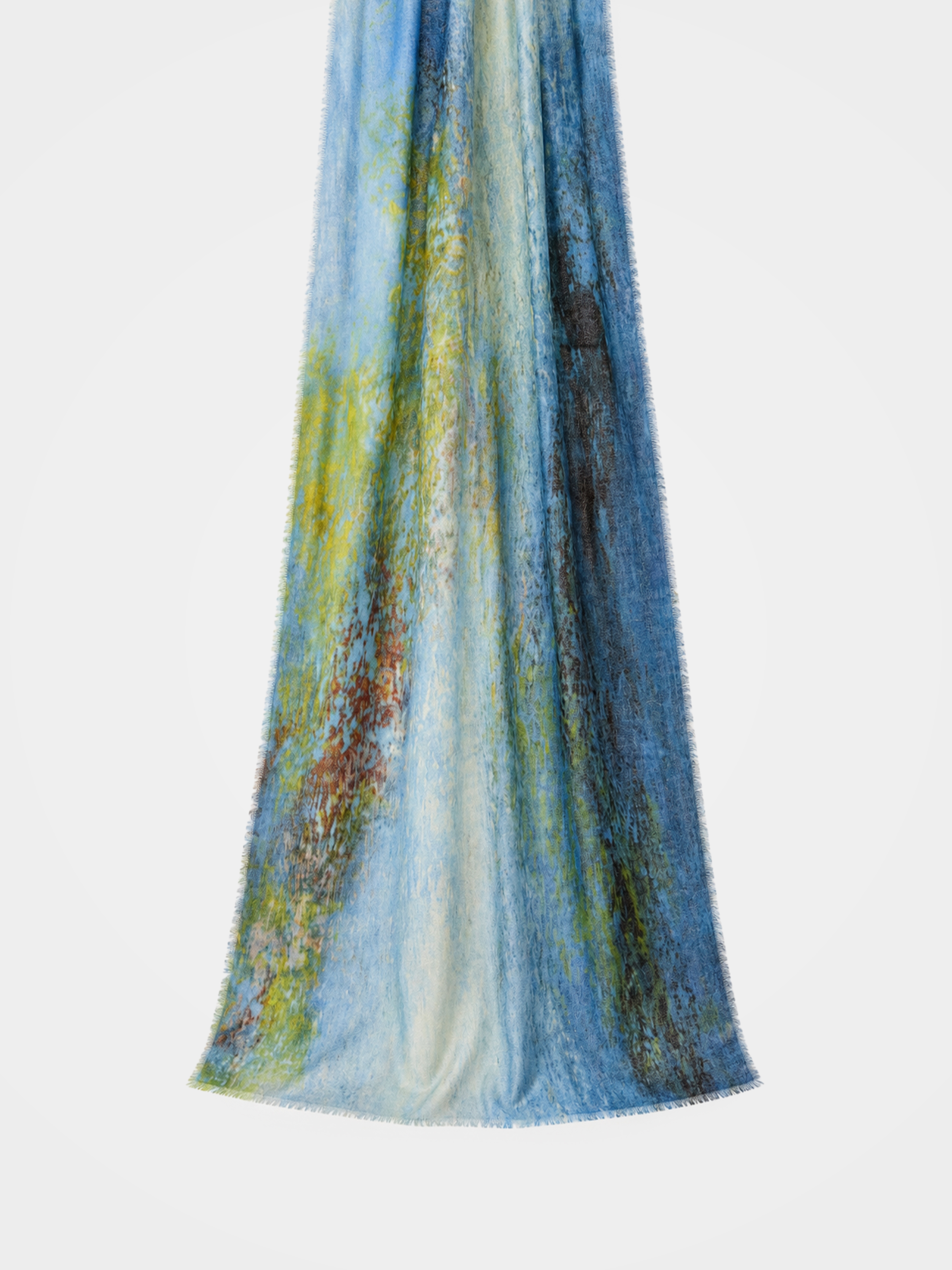 100% Cashmere Luxury Watercolor Print Soft Scarf 