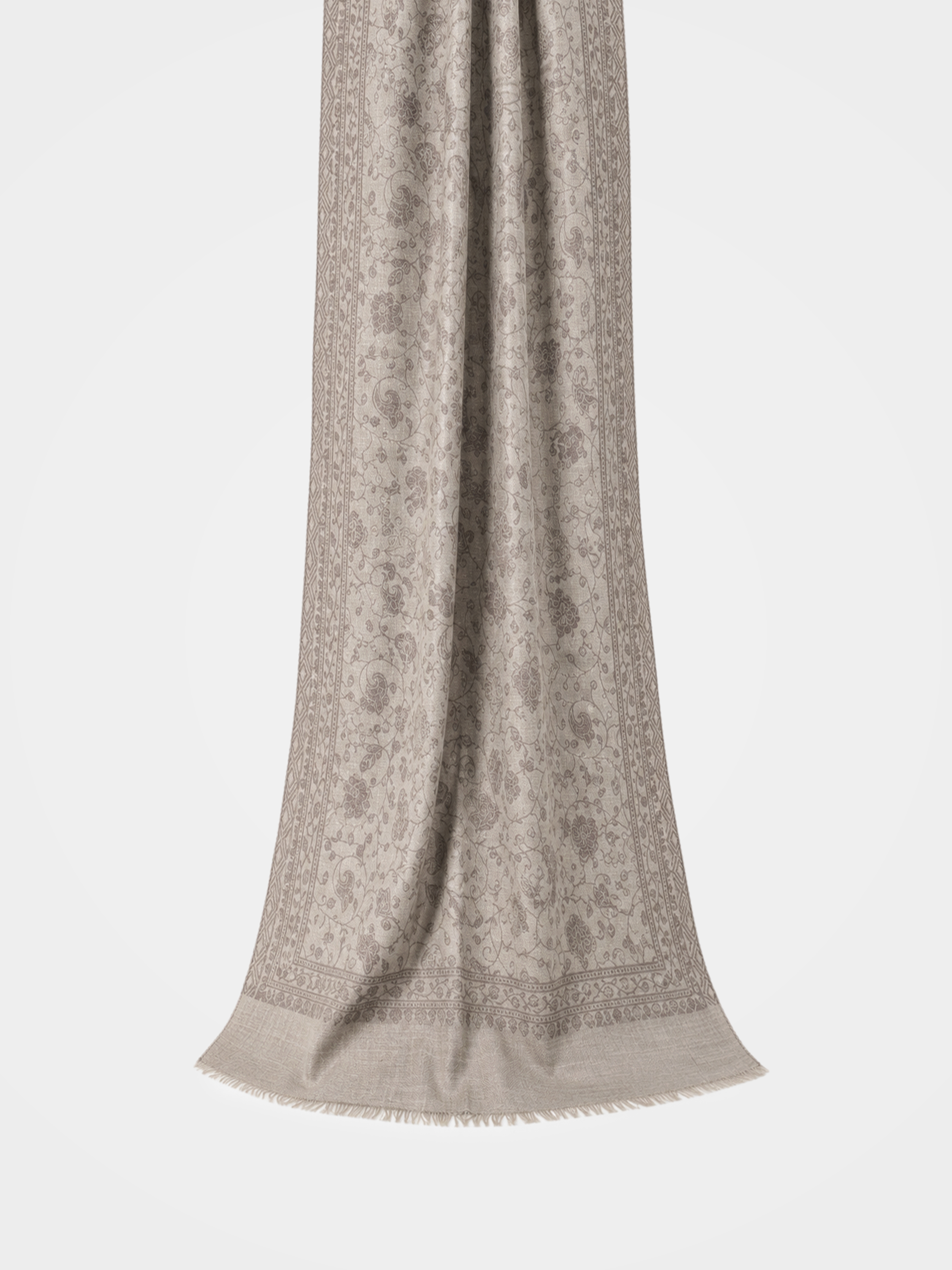 100% Cashmere Luxury Vintage Floral Print Soft Scarf 