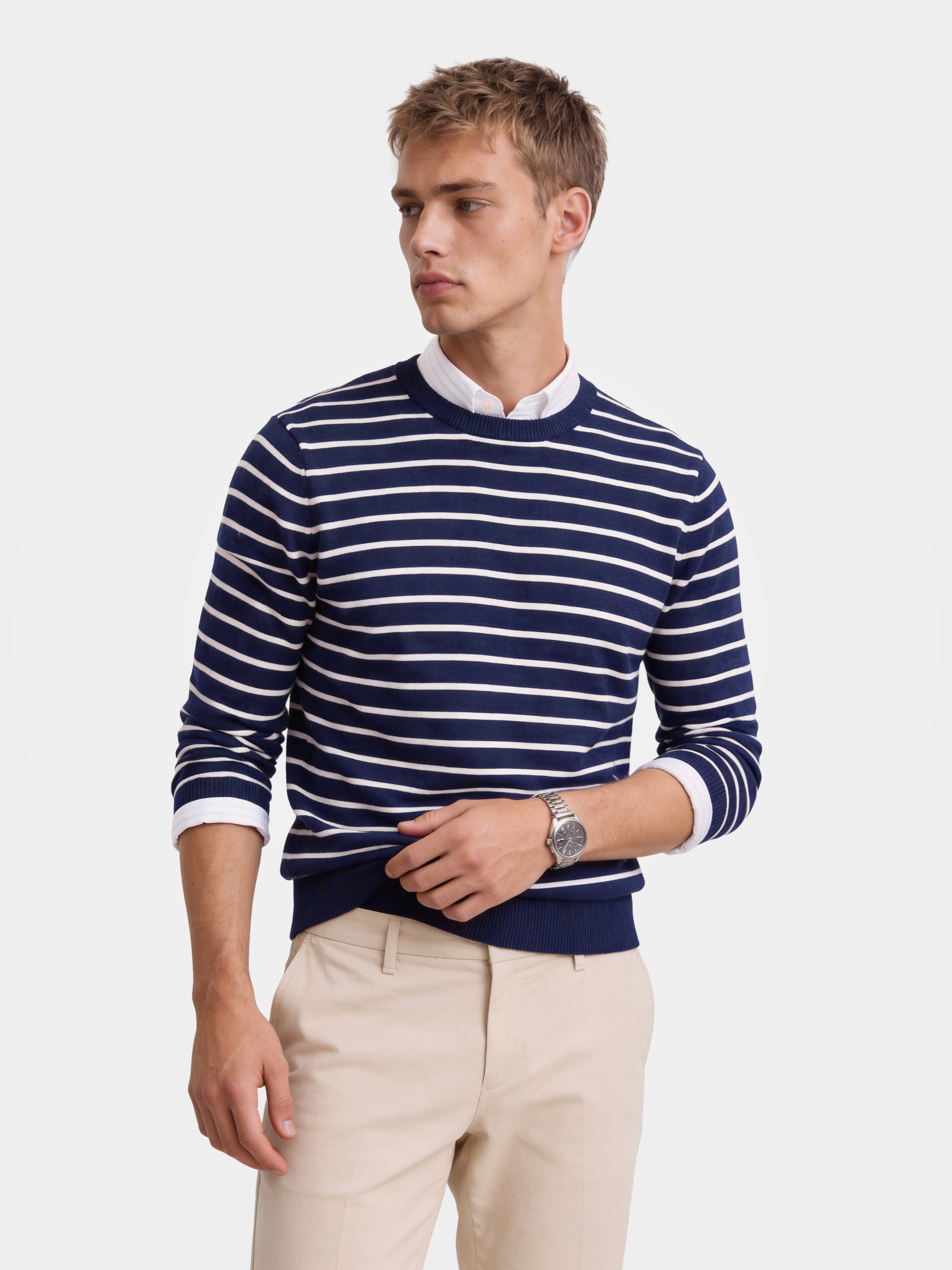 Men’s 100% Cashmere Crew Neck Flag Embroidery Jumper 