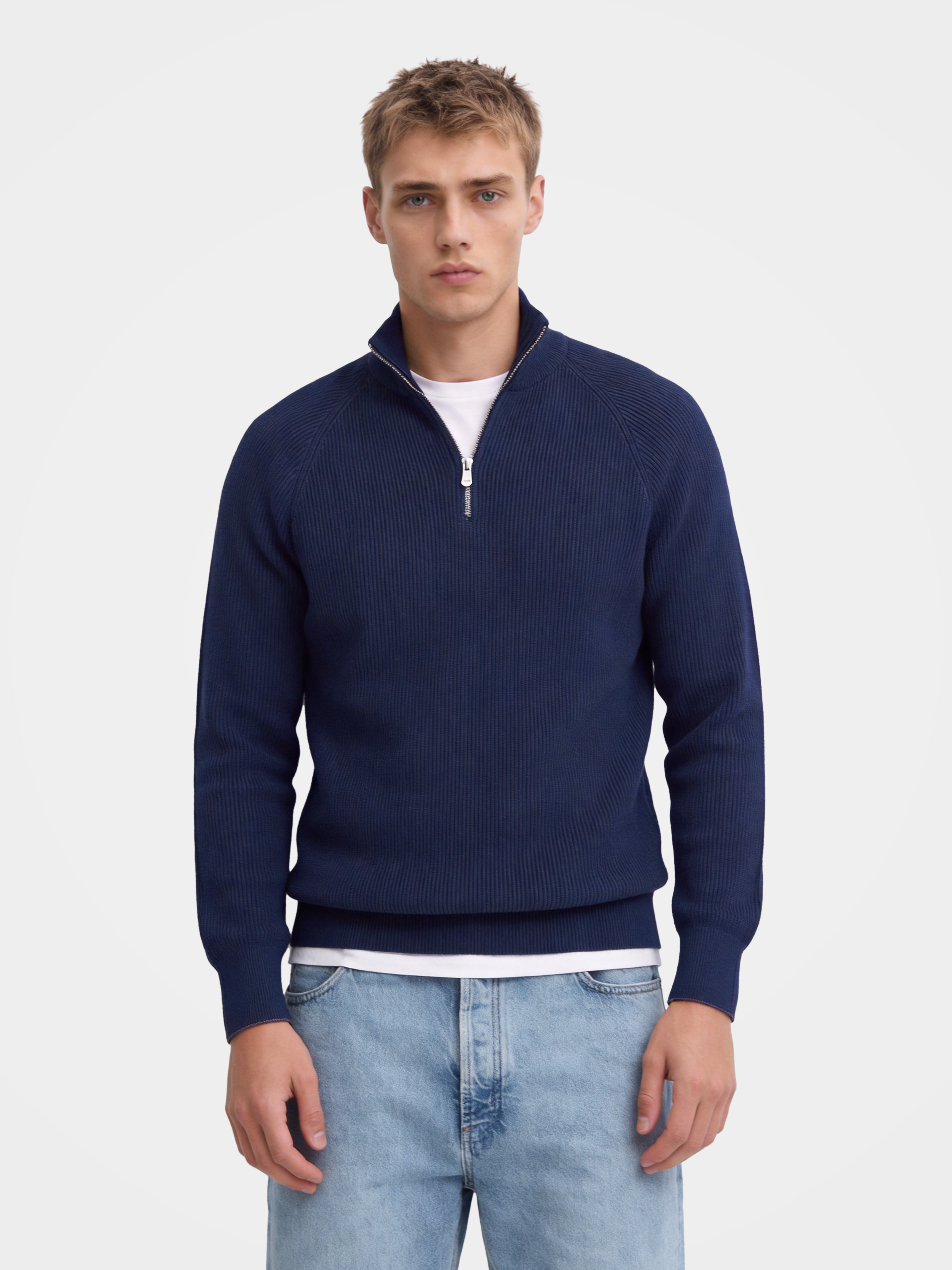 Men’s 100% Cashmere Mock Neck Quarter Zip Knit Pullover