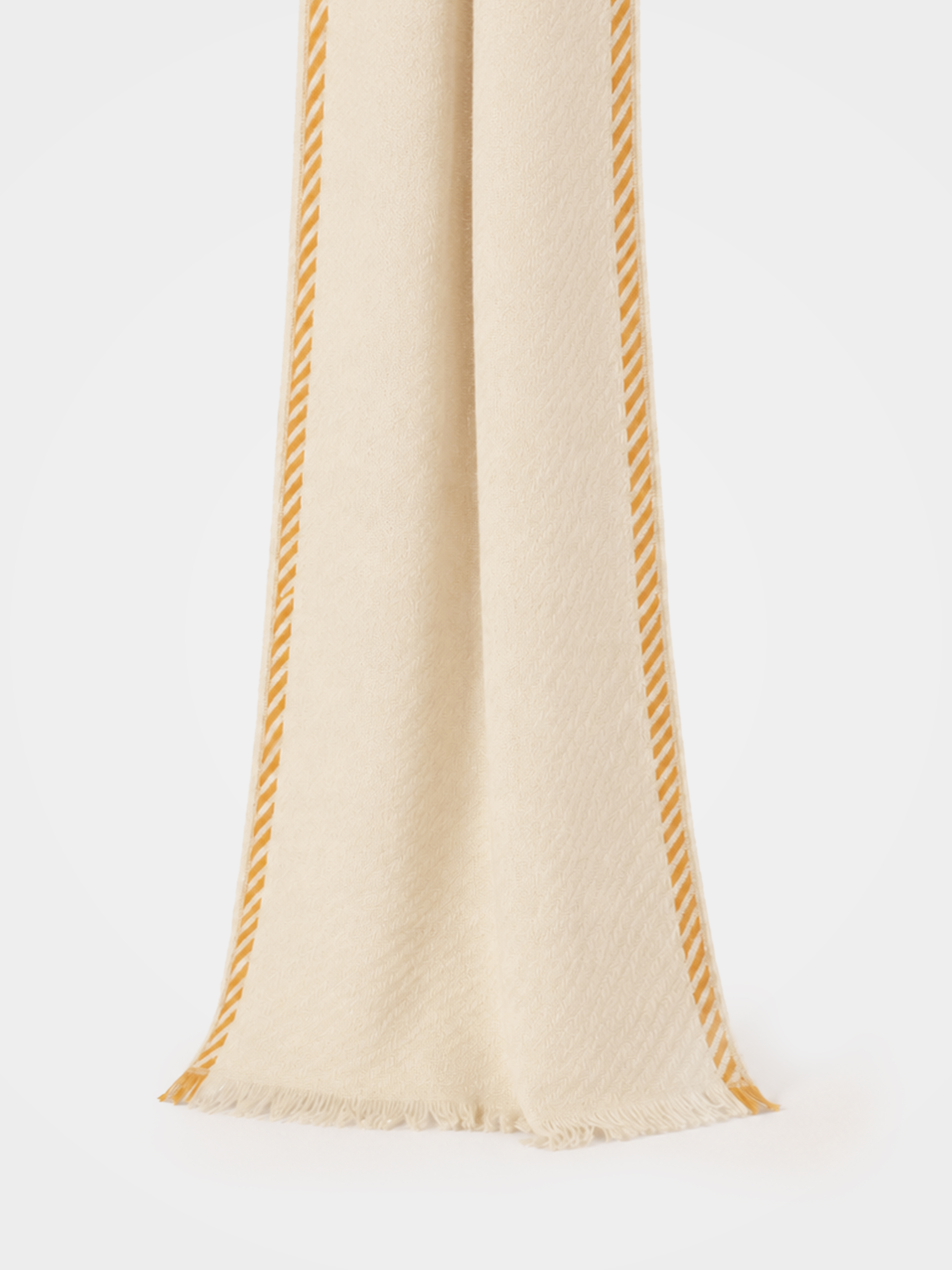 100% Cashmere Contrast Border Fringe Long Scarf - Soft Lightweight Luxury Wrap