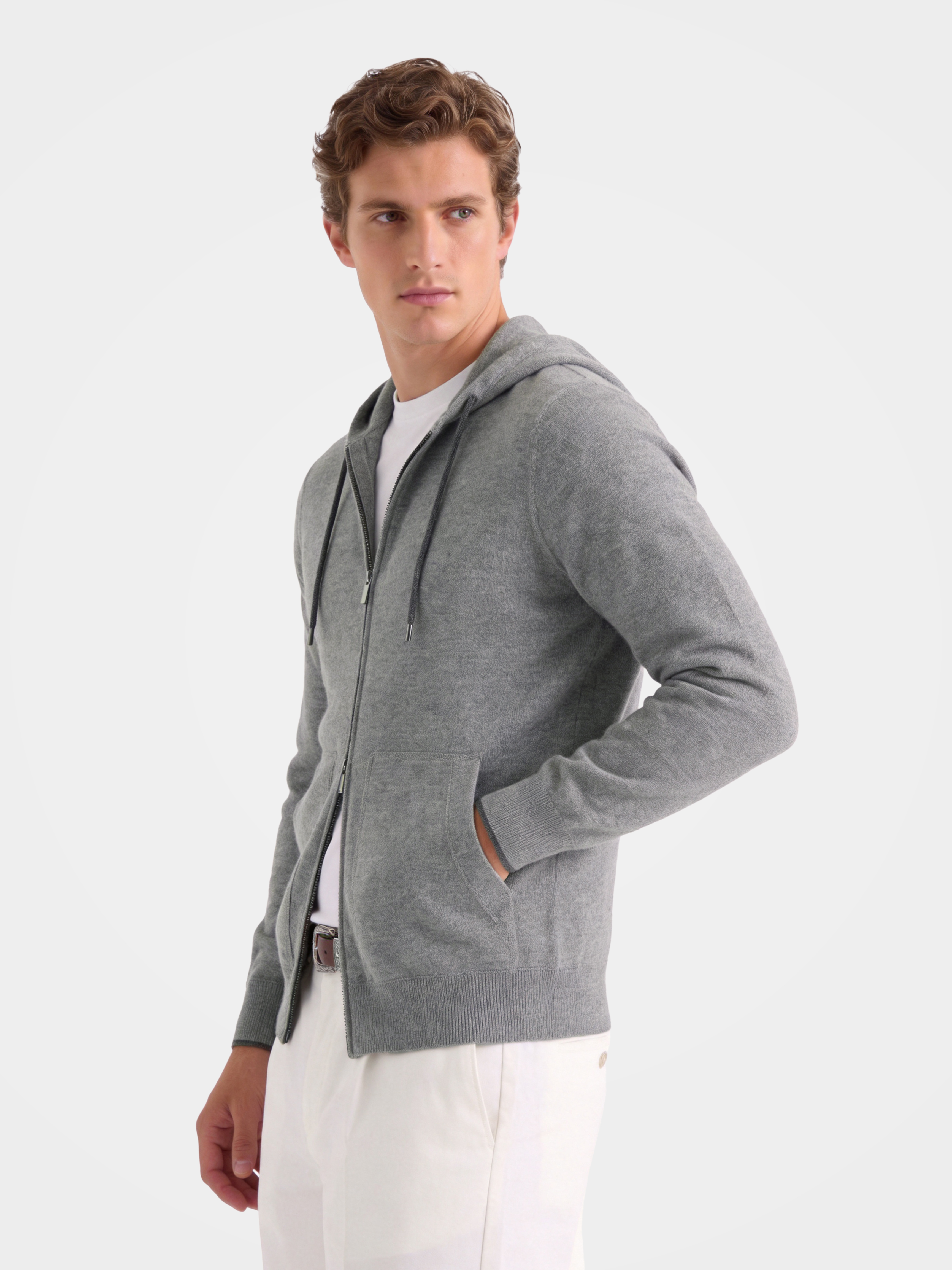 Pre-Order | Men's 100% Cashmere Hooded Full-Zip Cardigan (10-14 Business Days)