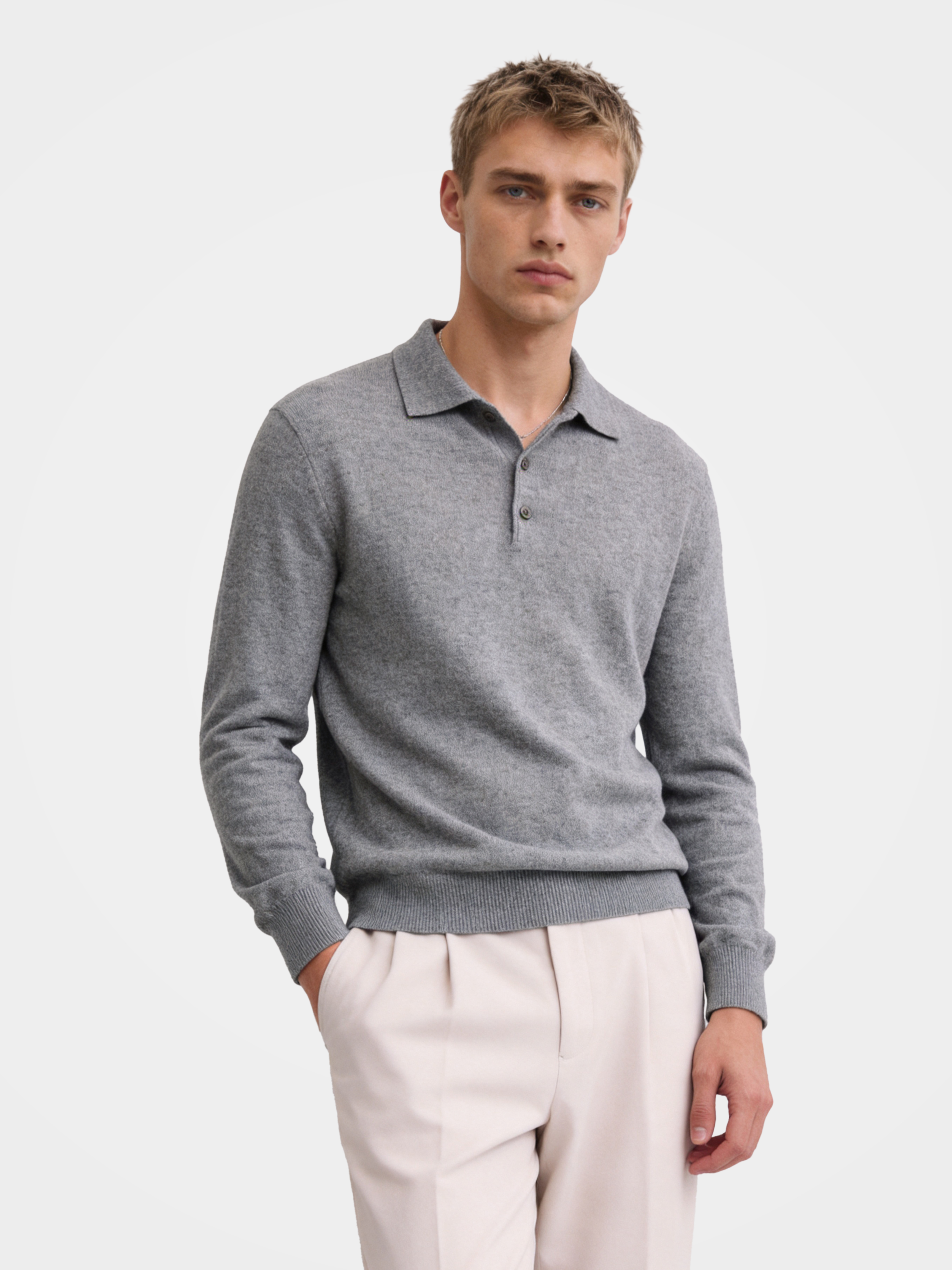 Pre-Order | Men's 100% Cashmere Polo Collar Knit Sweater (10-14 Business Days)