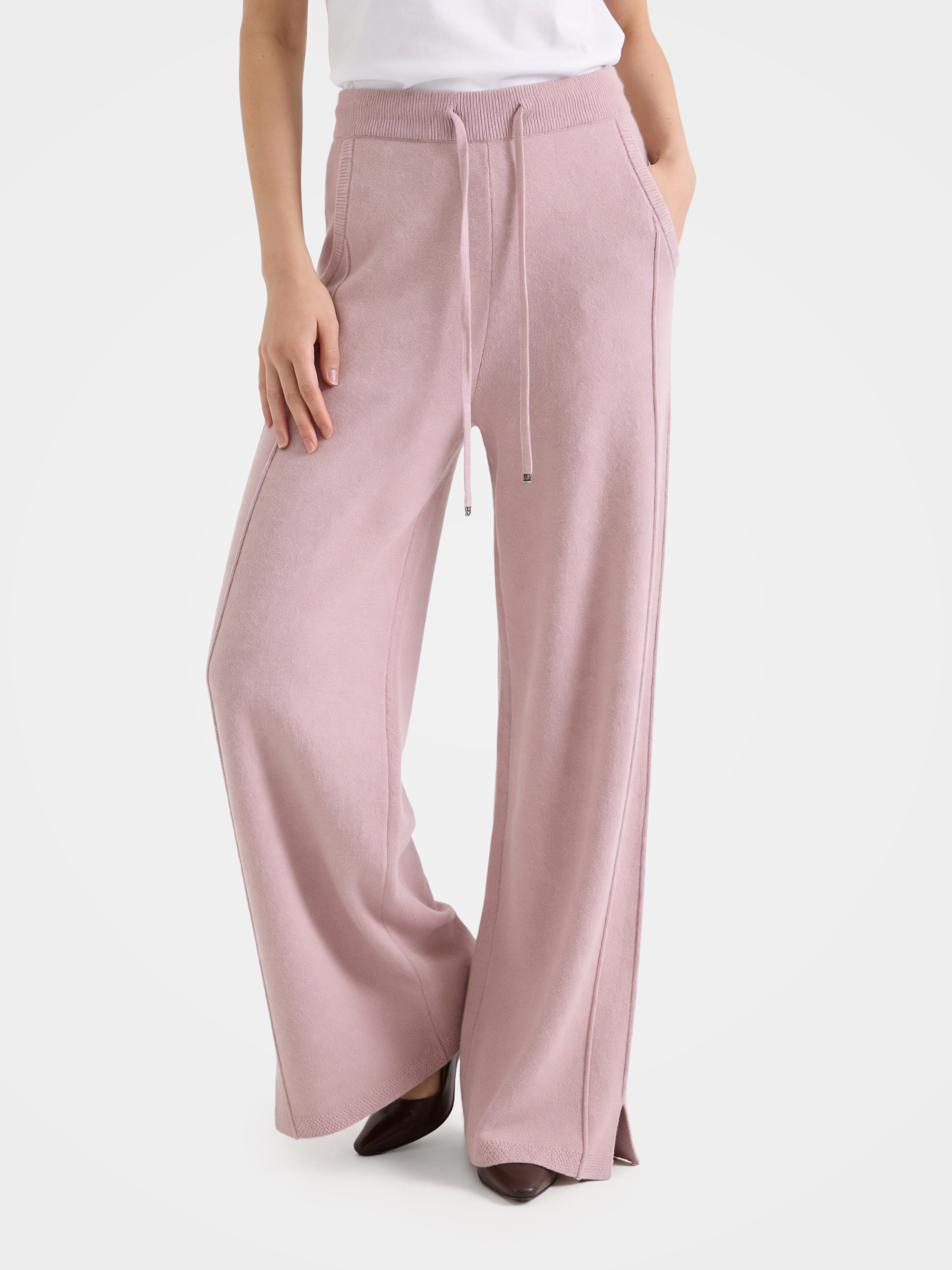 100% Cashmere Straight Leg Drawstring Pants