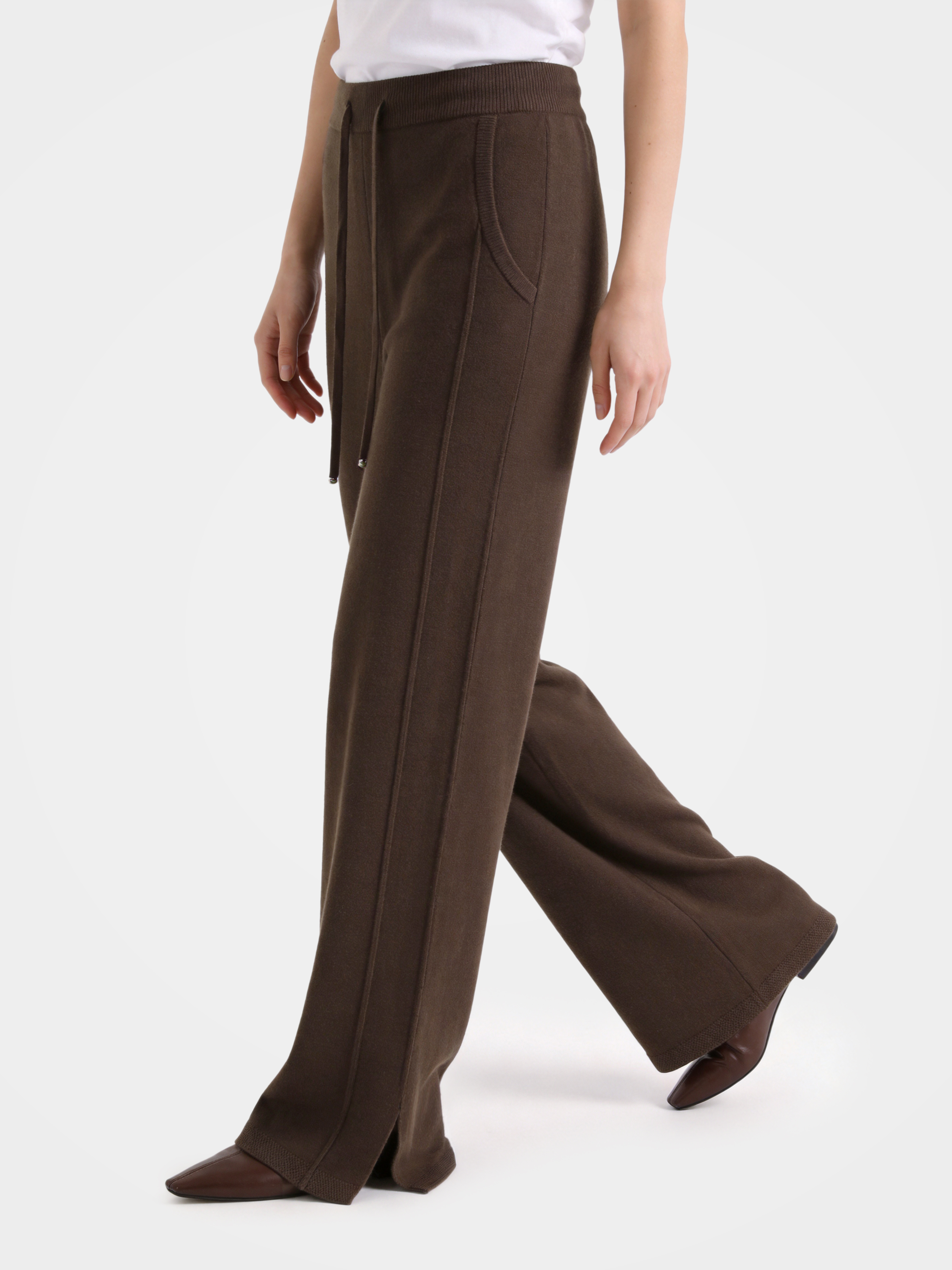 100% Cashmere Straight Leg Drawstring Pants