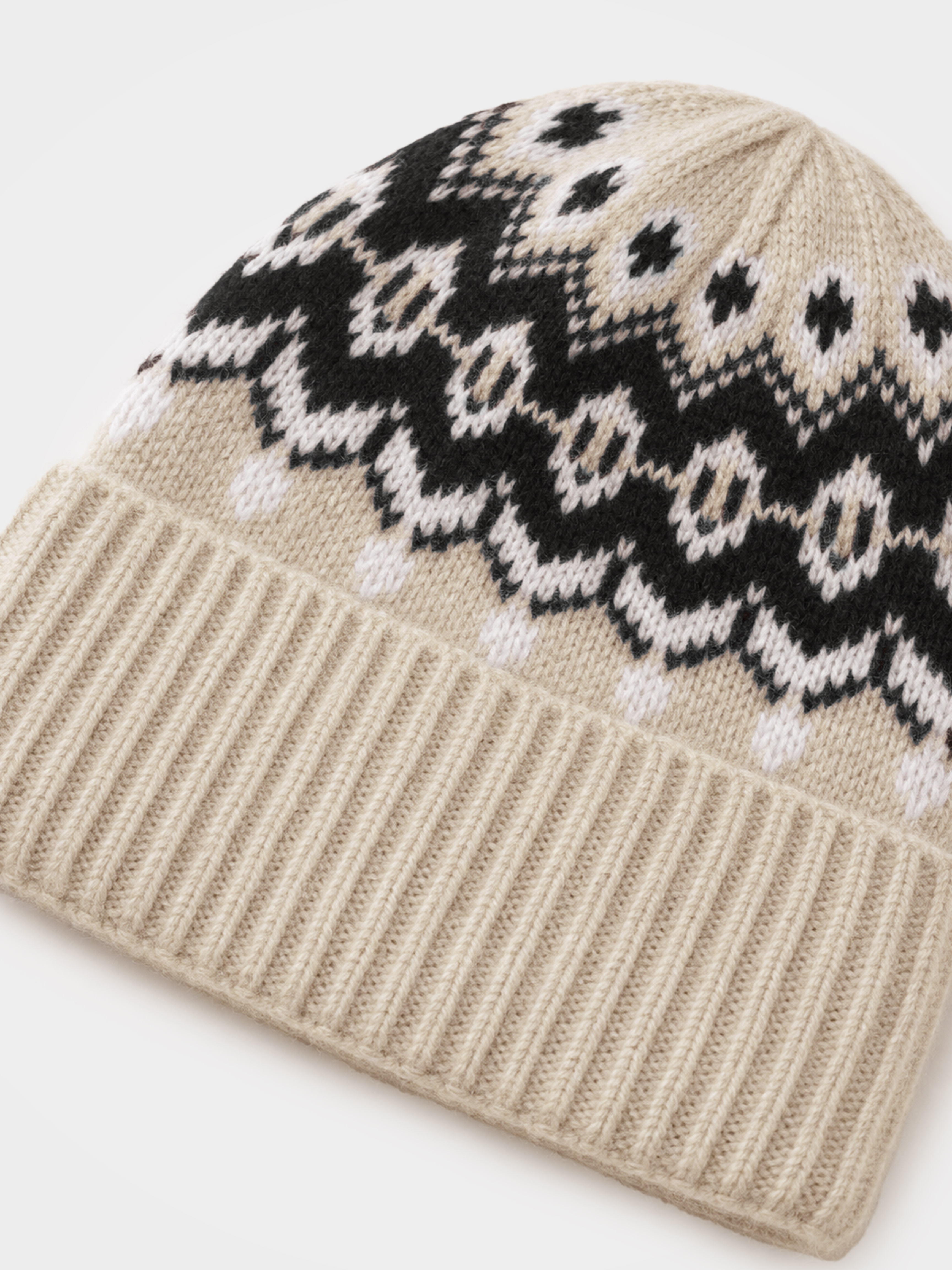 100% Cashmere Fair Isle Knit Beanie