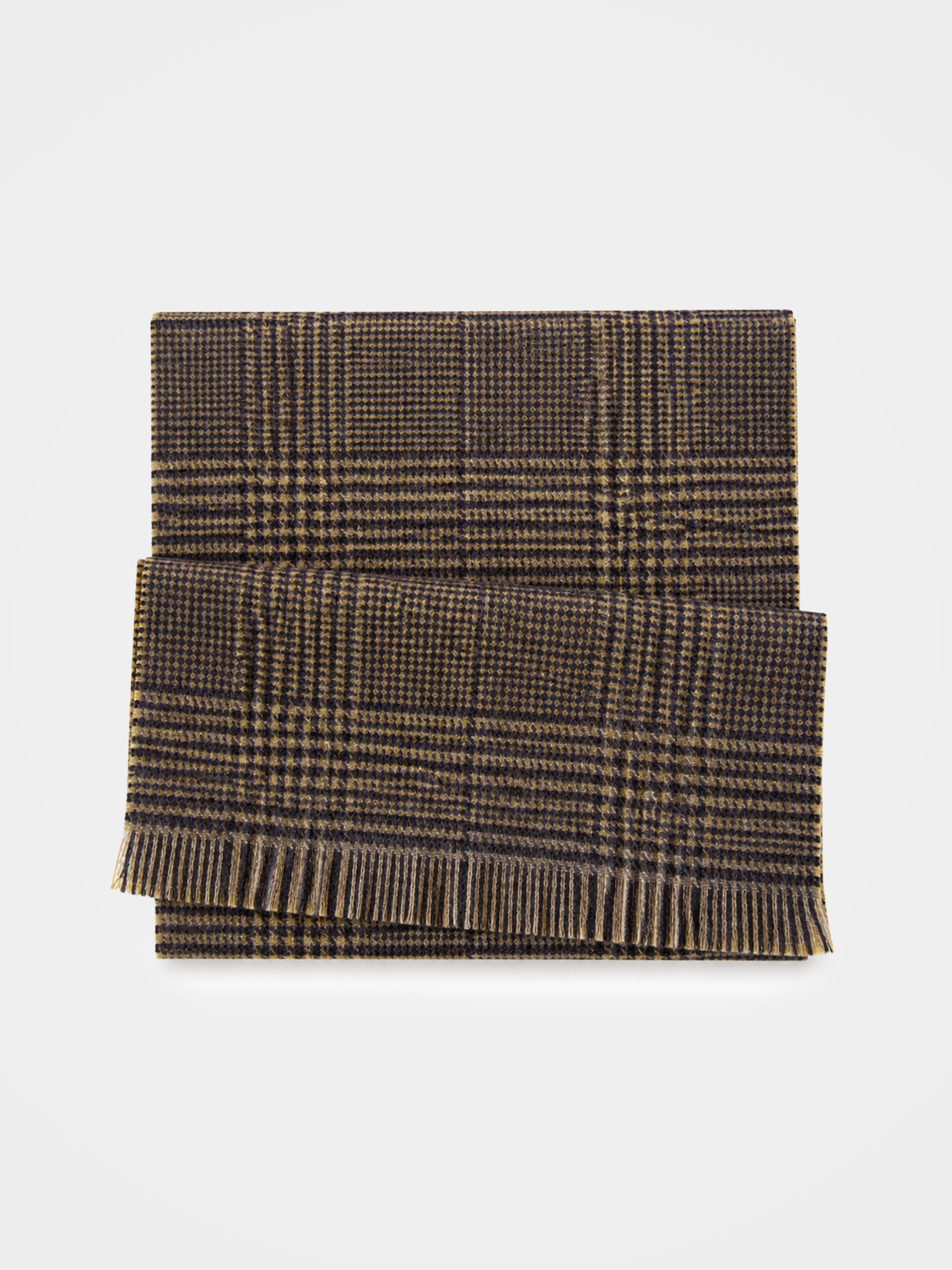 100% Cashmere Classic Plaid Fringe Long Scarf