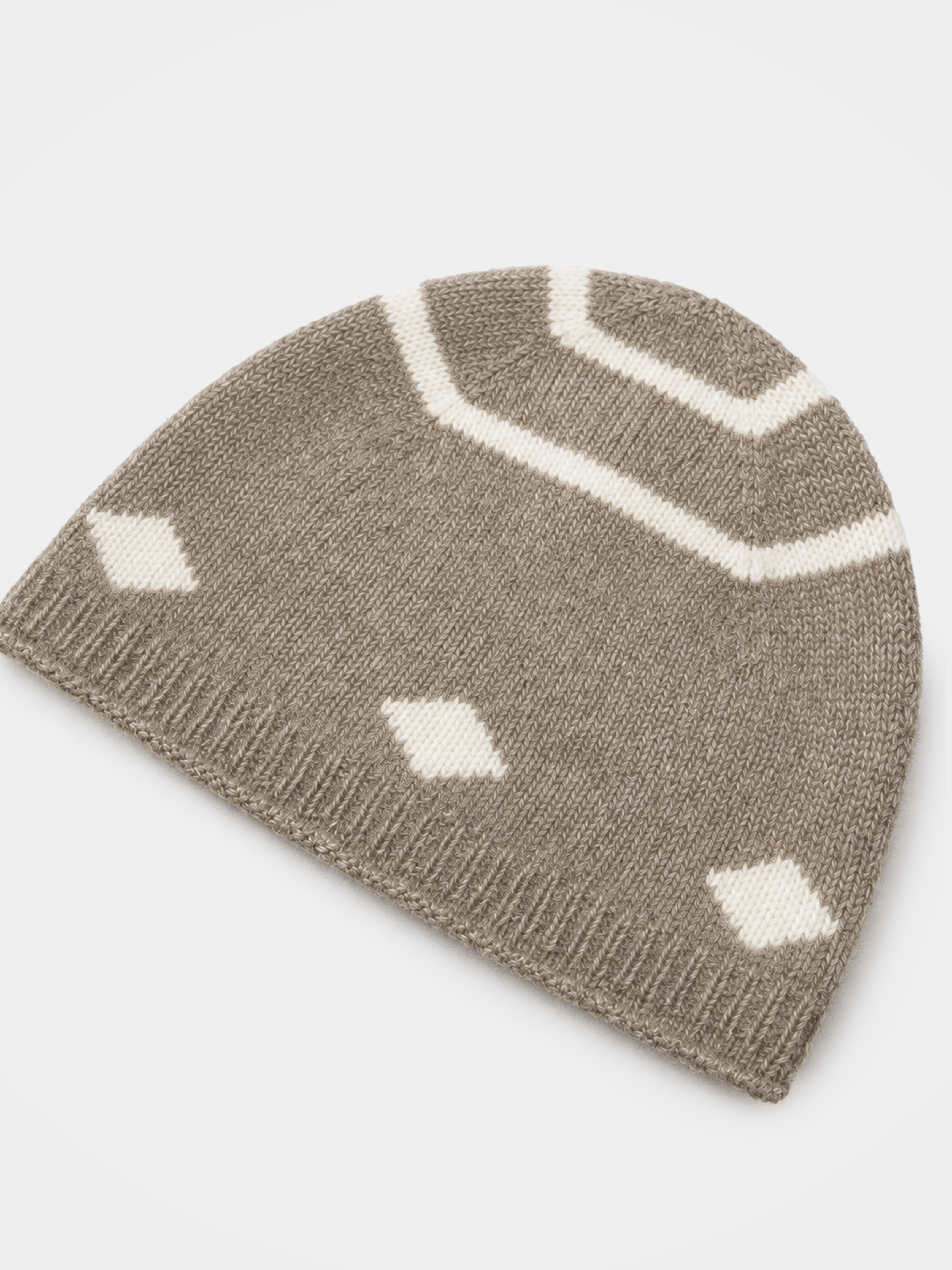 100% Cashmere Geometric Pattern Knit Beanie