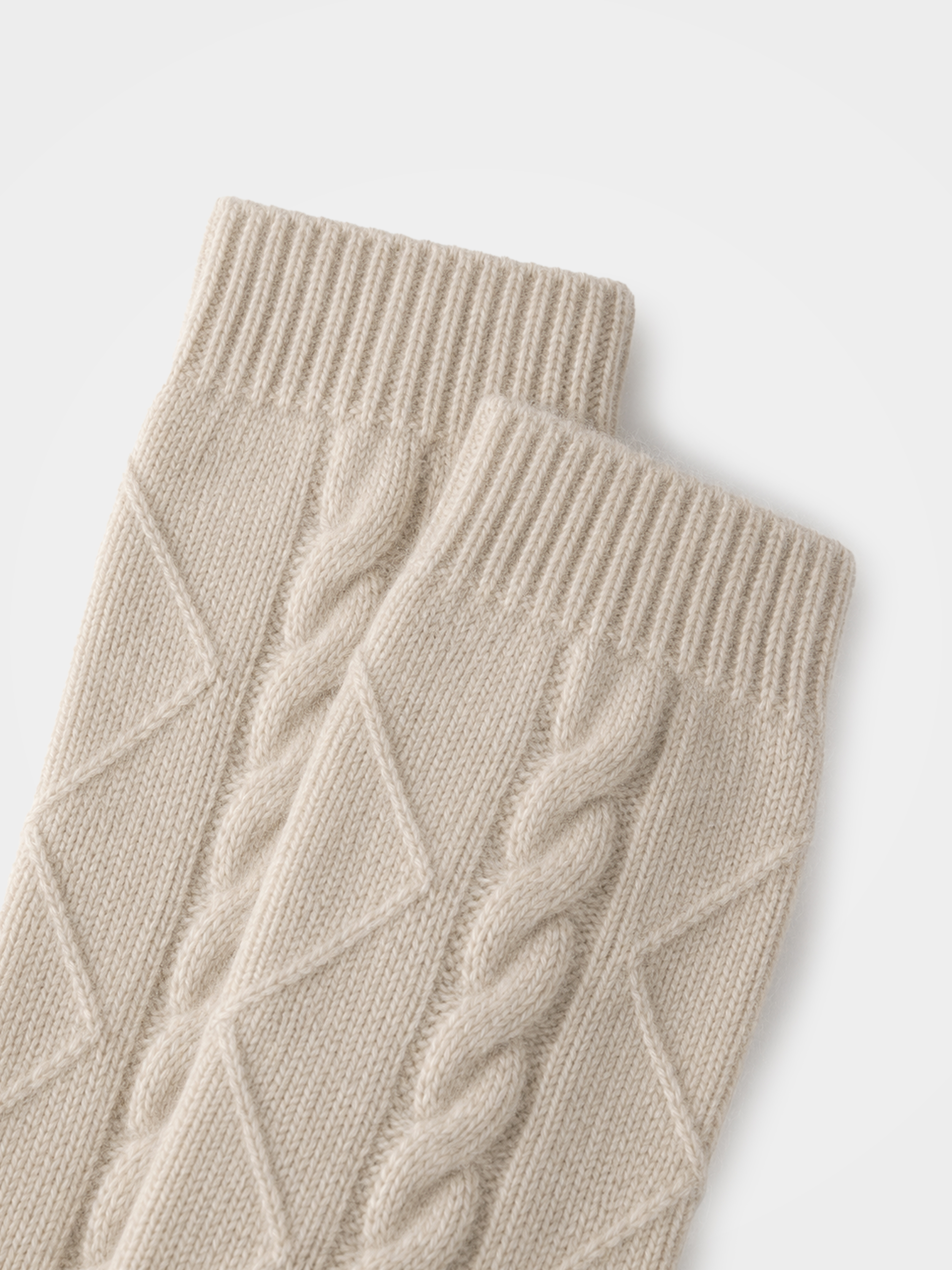 100% Cashmere Cable Knit Socks