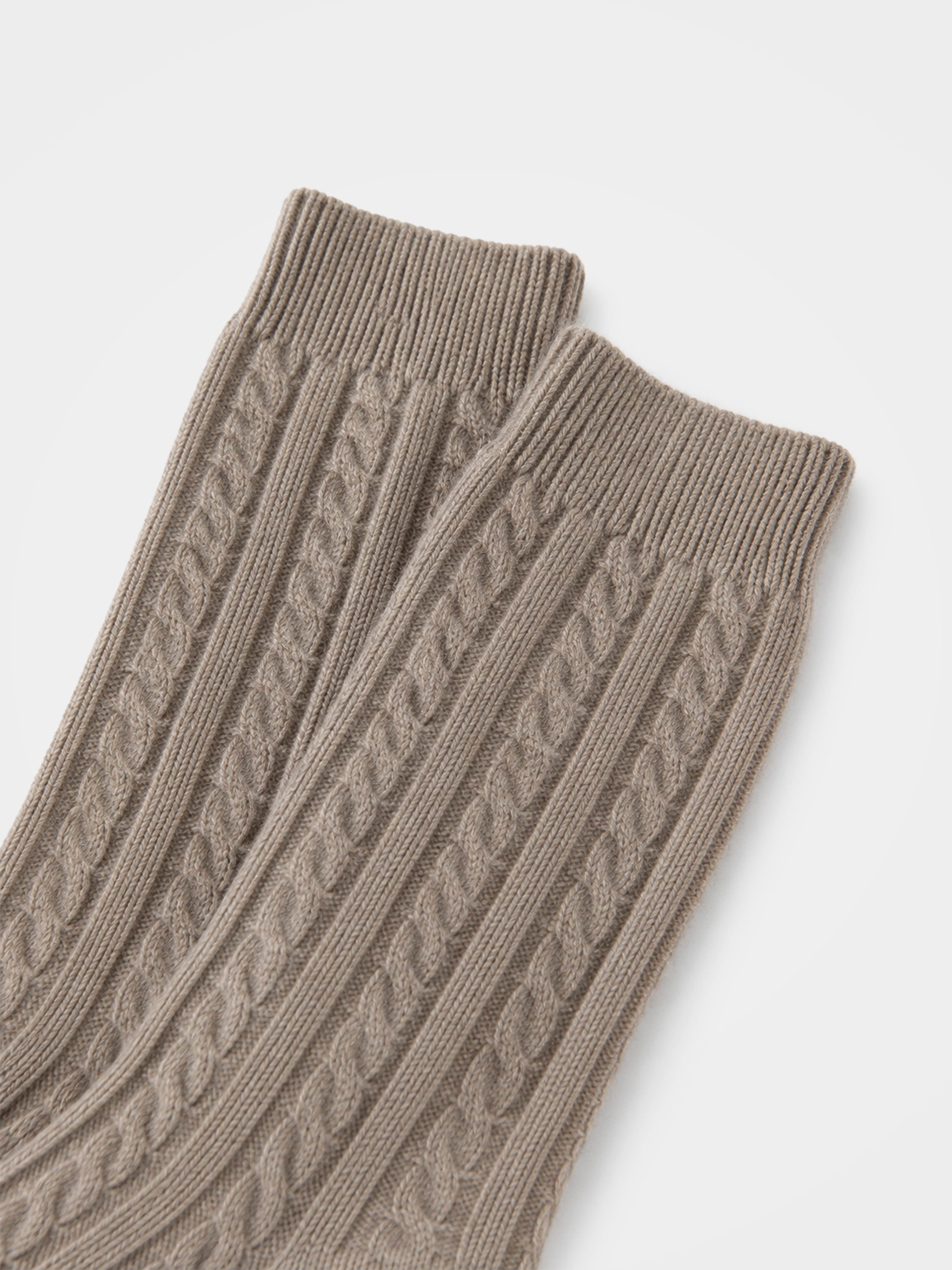 100% Cashmere Fine Cable Knit Crew Socks