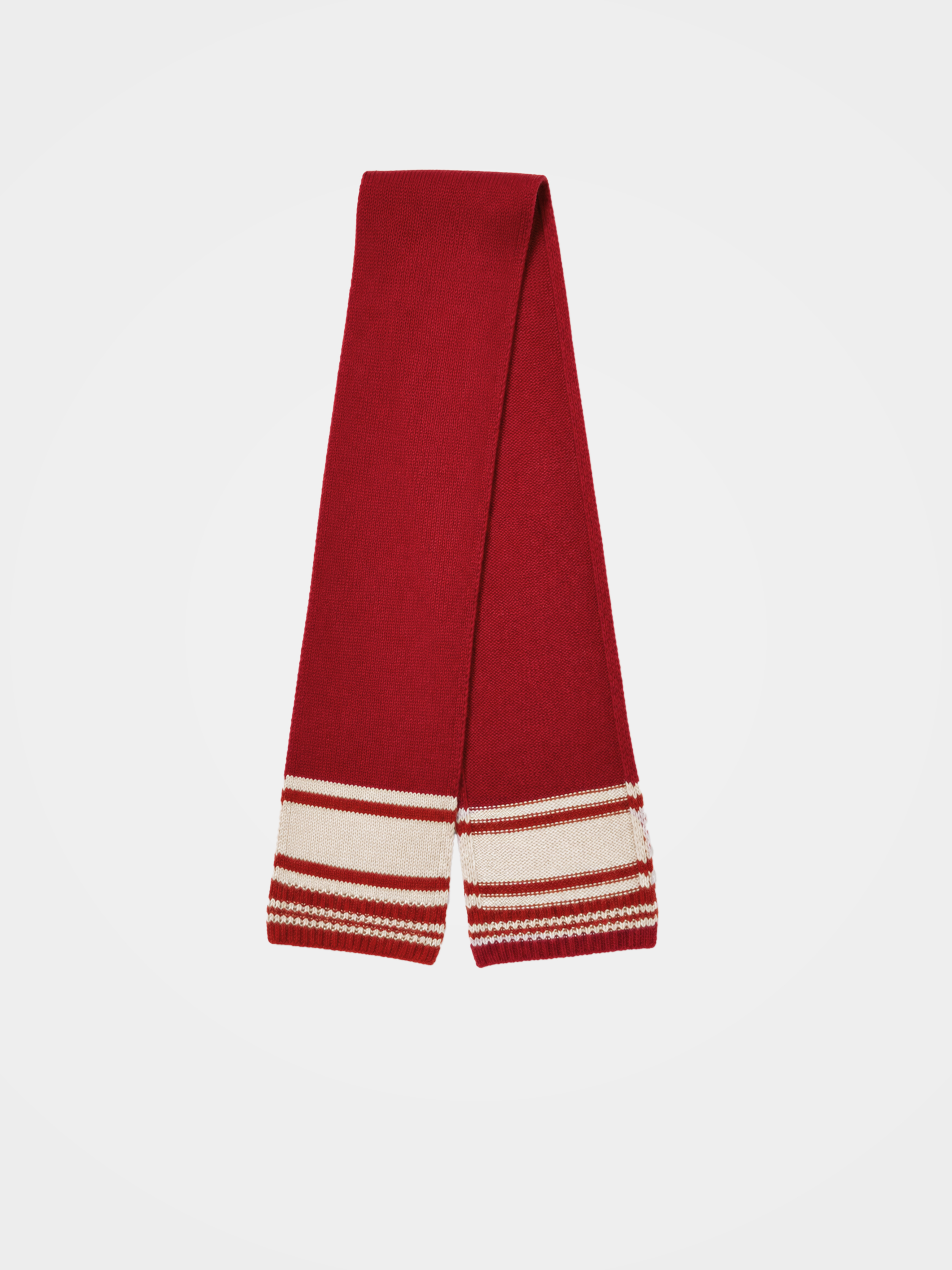 100% Cashmere Knit Stripe Fringe Long Scarf