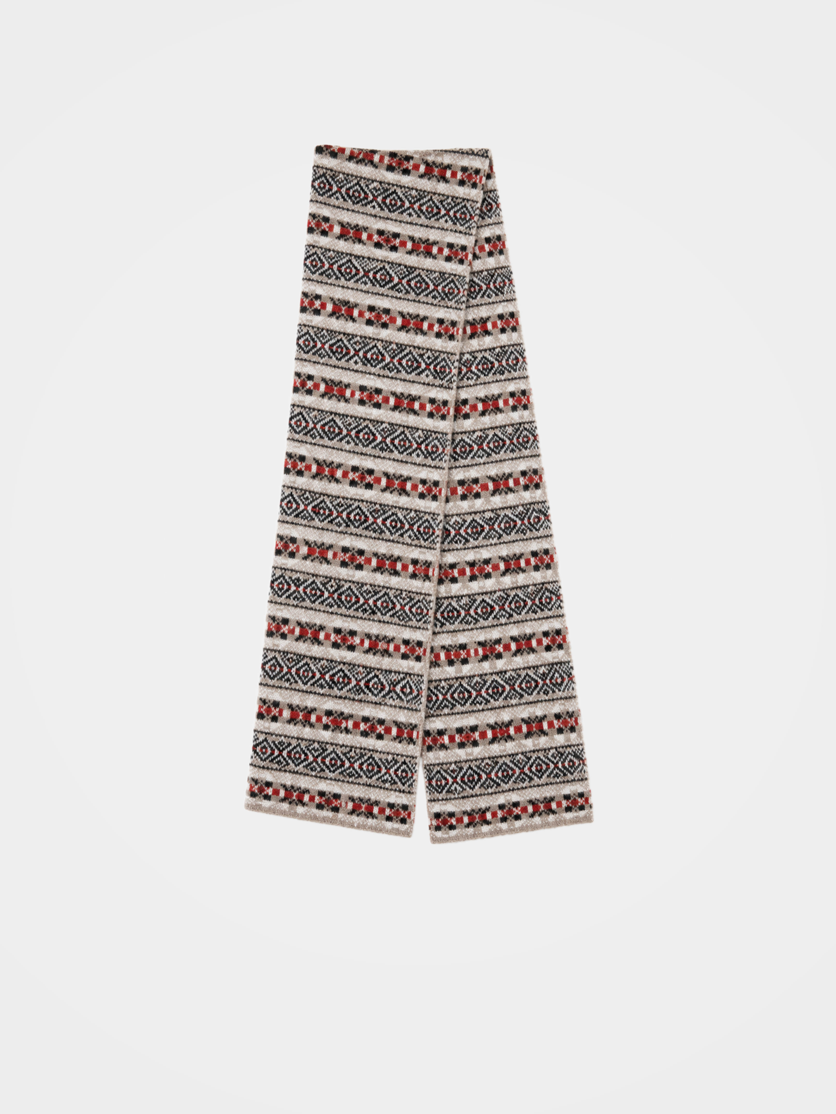 100% Cashmere Knit Fair Isle Long Scarf