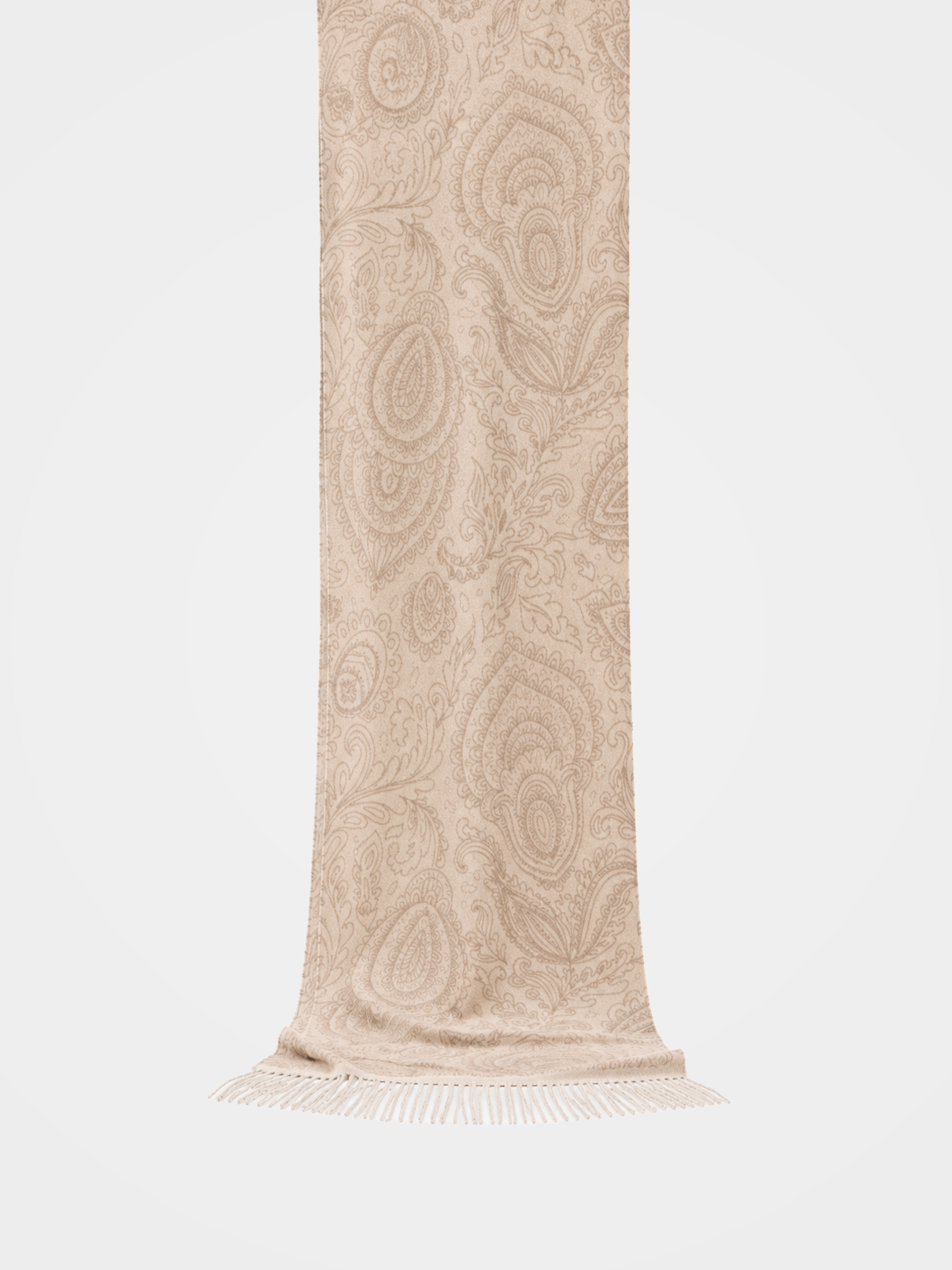 100% Cashmere Paisley Vintage Tassel Fringe Long Scarf
