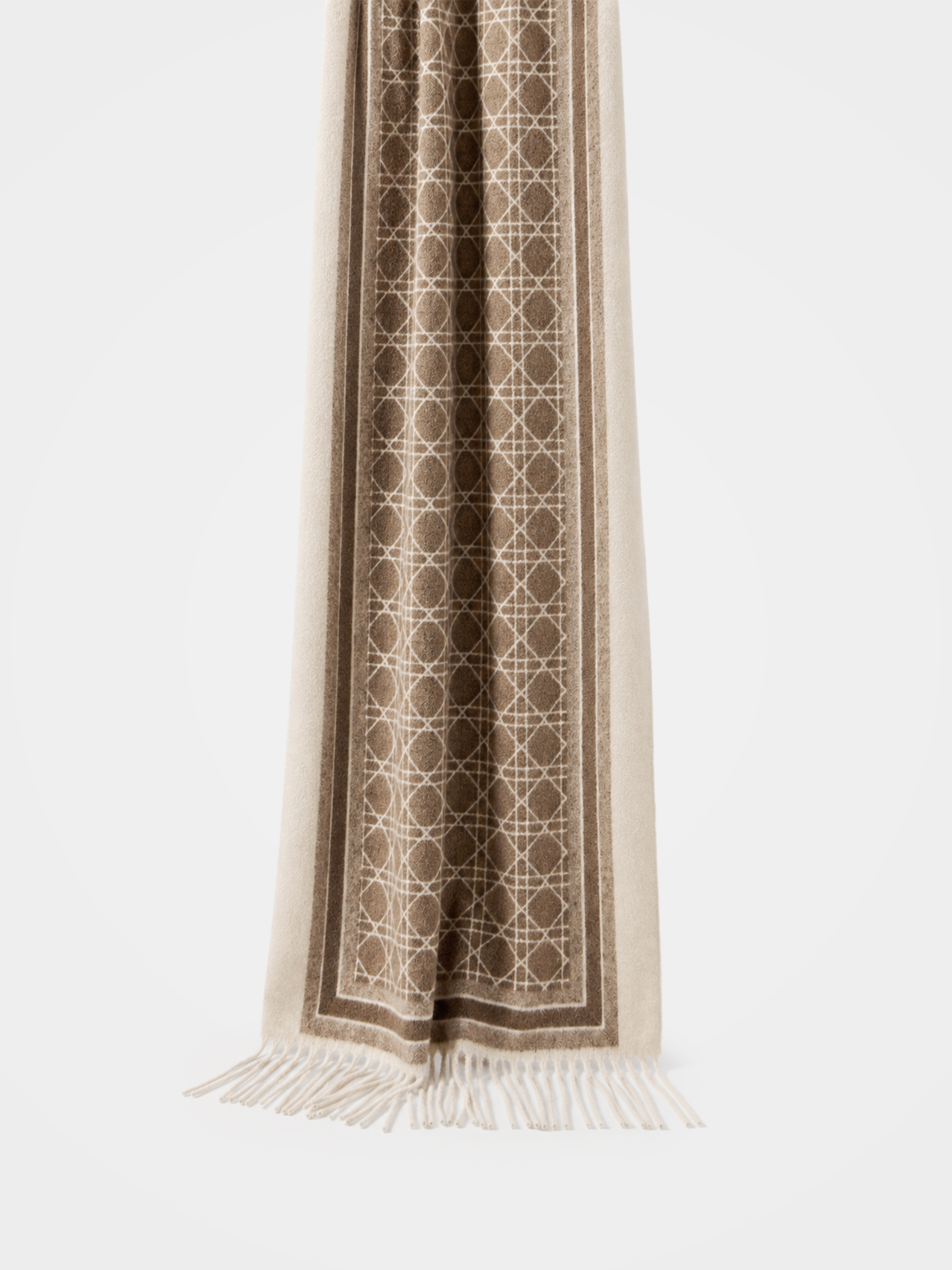 100% Cashmere Glen Plaid Fringe Long Scarf for Women - Classic Luxury Winter Wrap