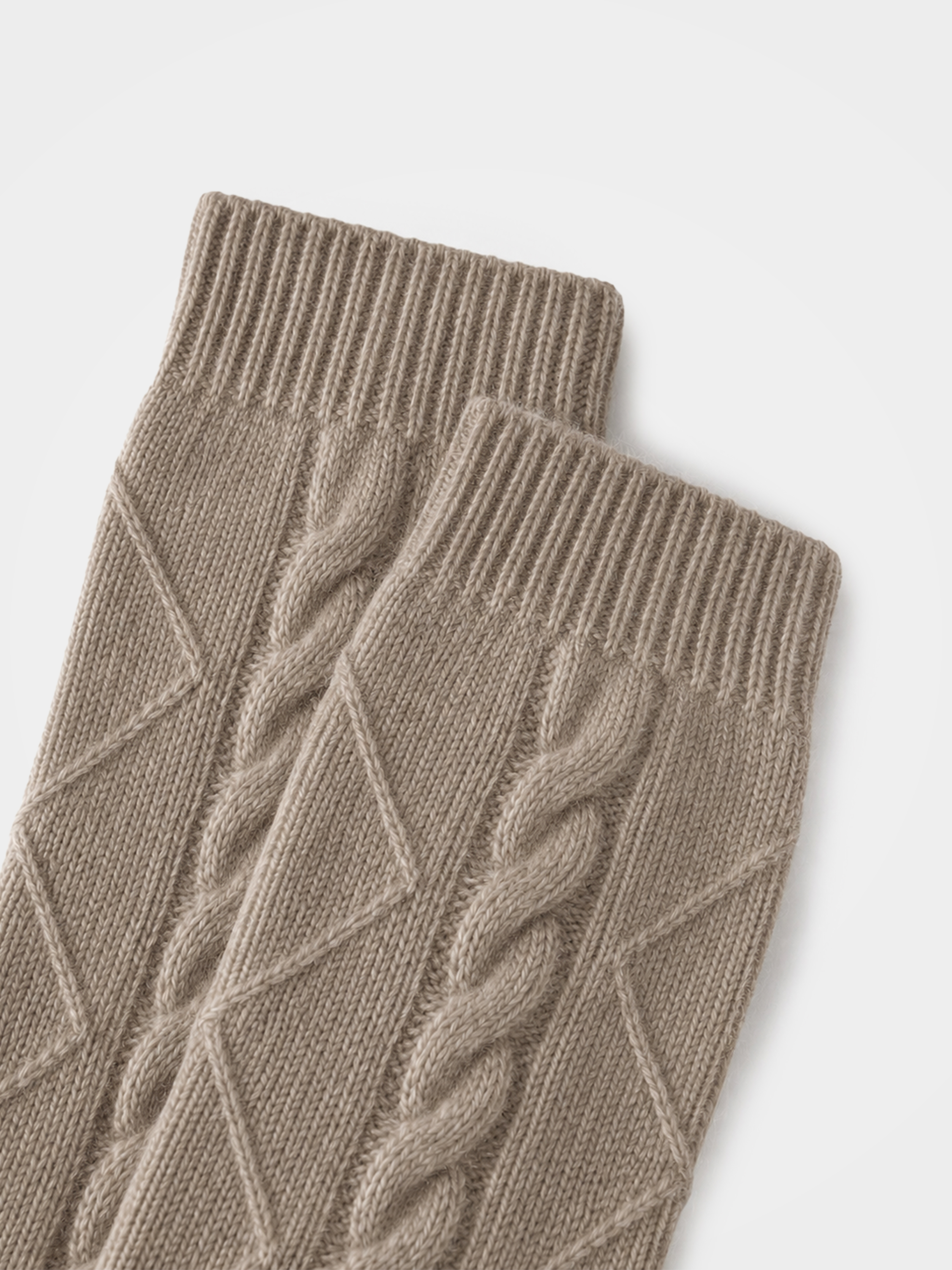 100% Cashmere Cable Knit Socks