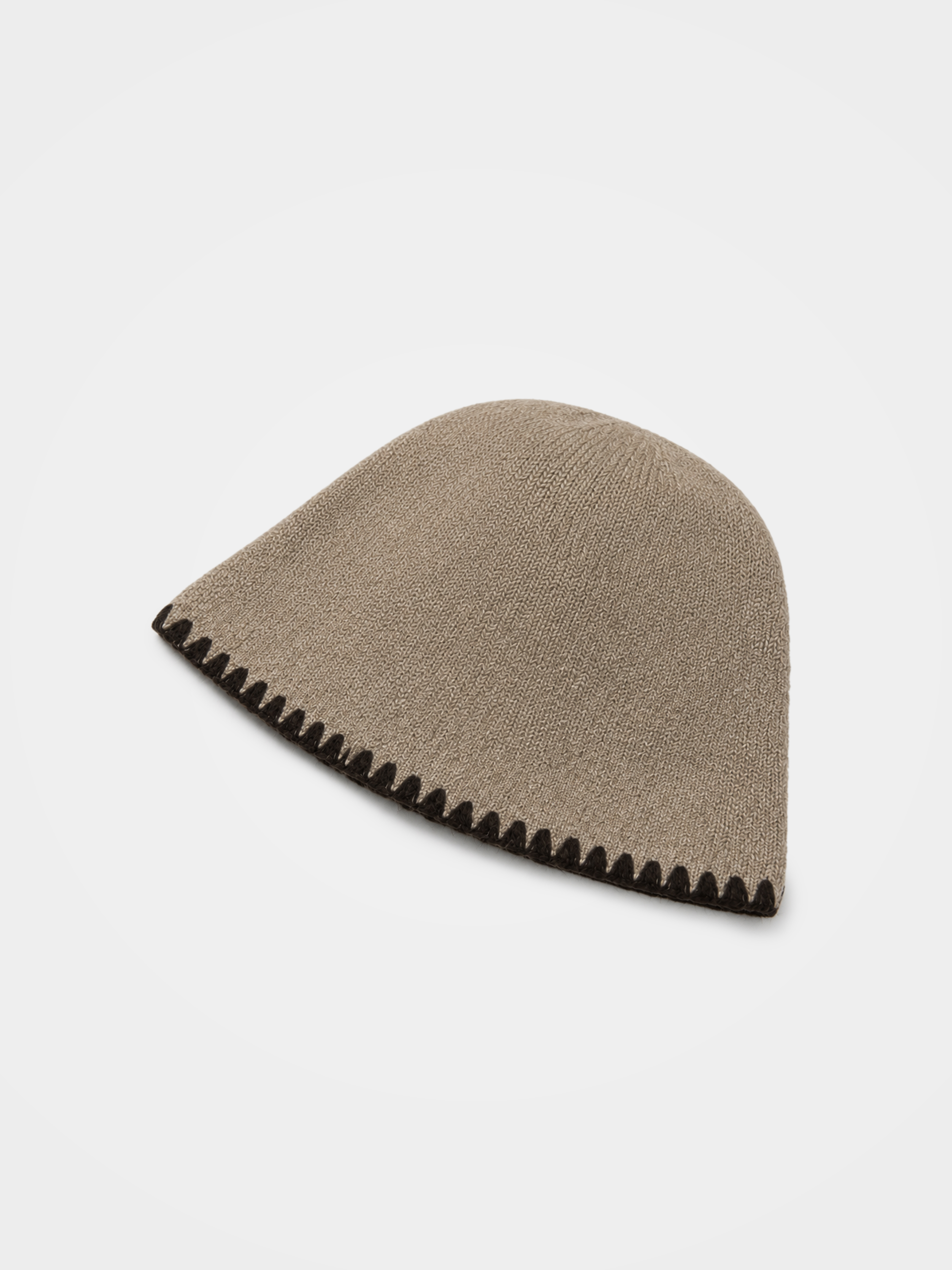 100% Cashmere Contrast Stitch Knit Cloche Hat