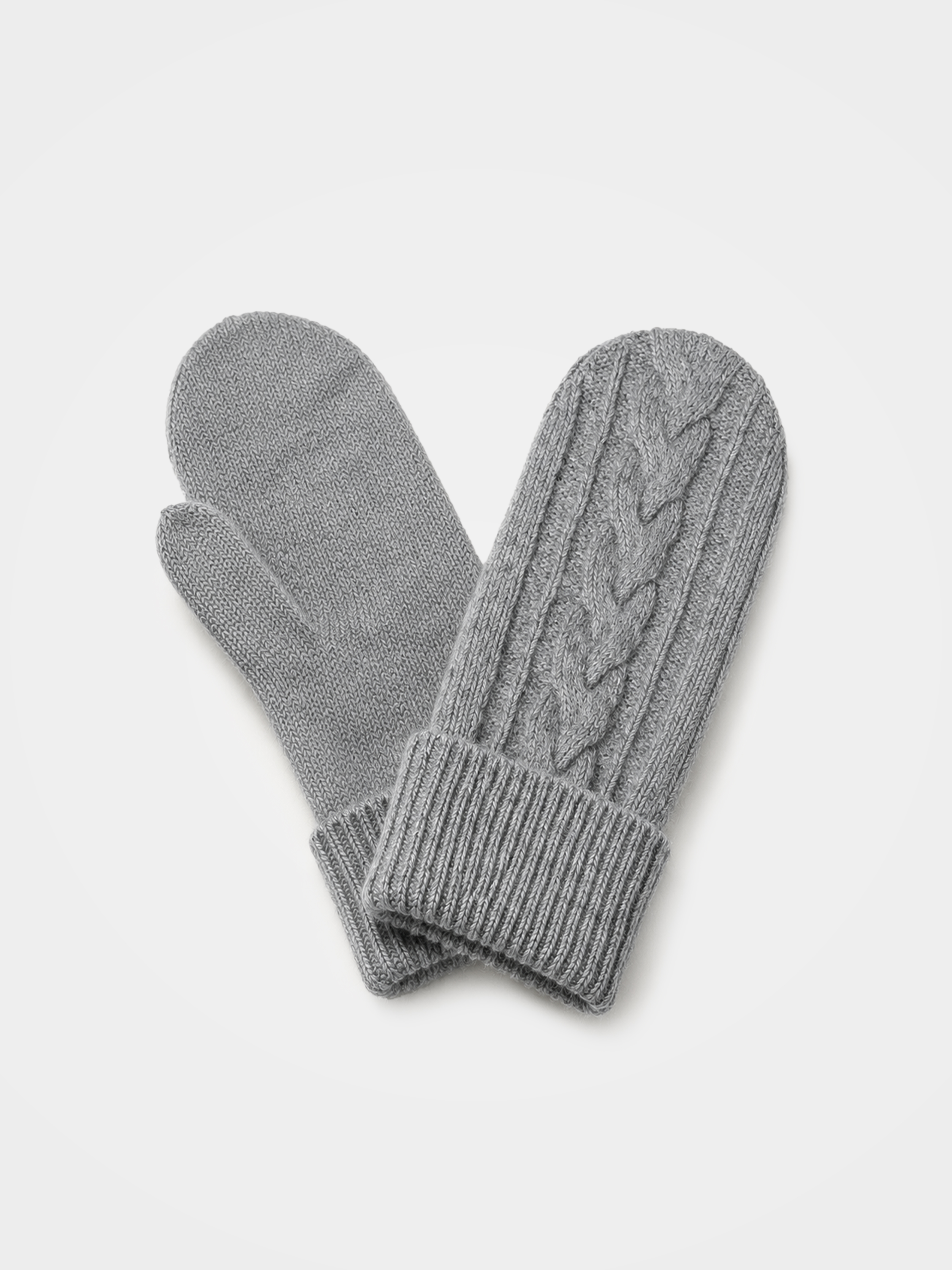 100% Cashmere Cable Knit Mittens with Ribbed Cuffs