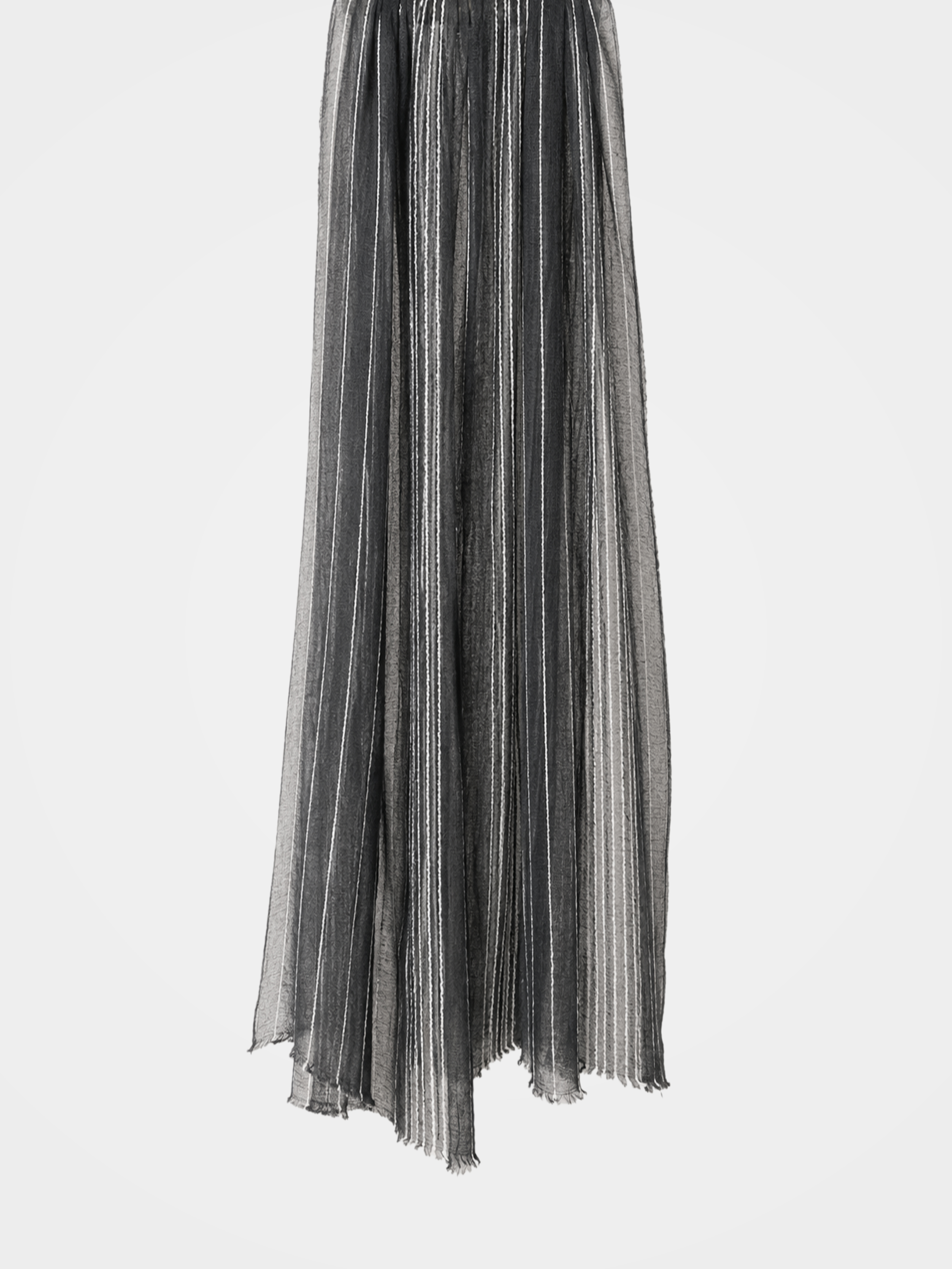 100% Cashmere Striped Fringe Lightweight Long Scarf