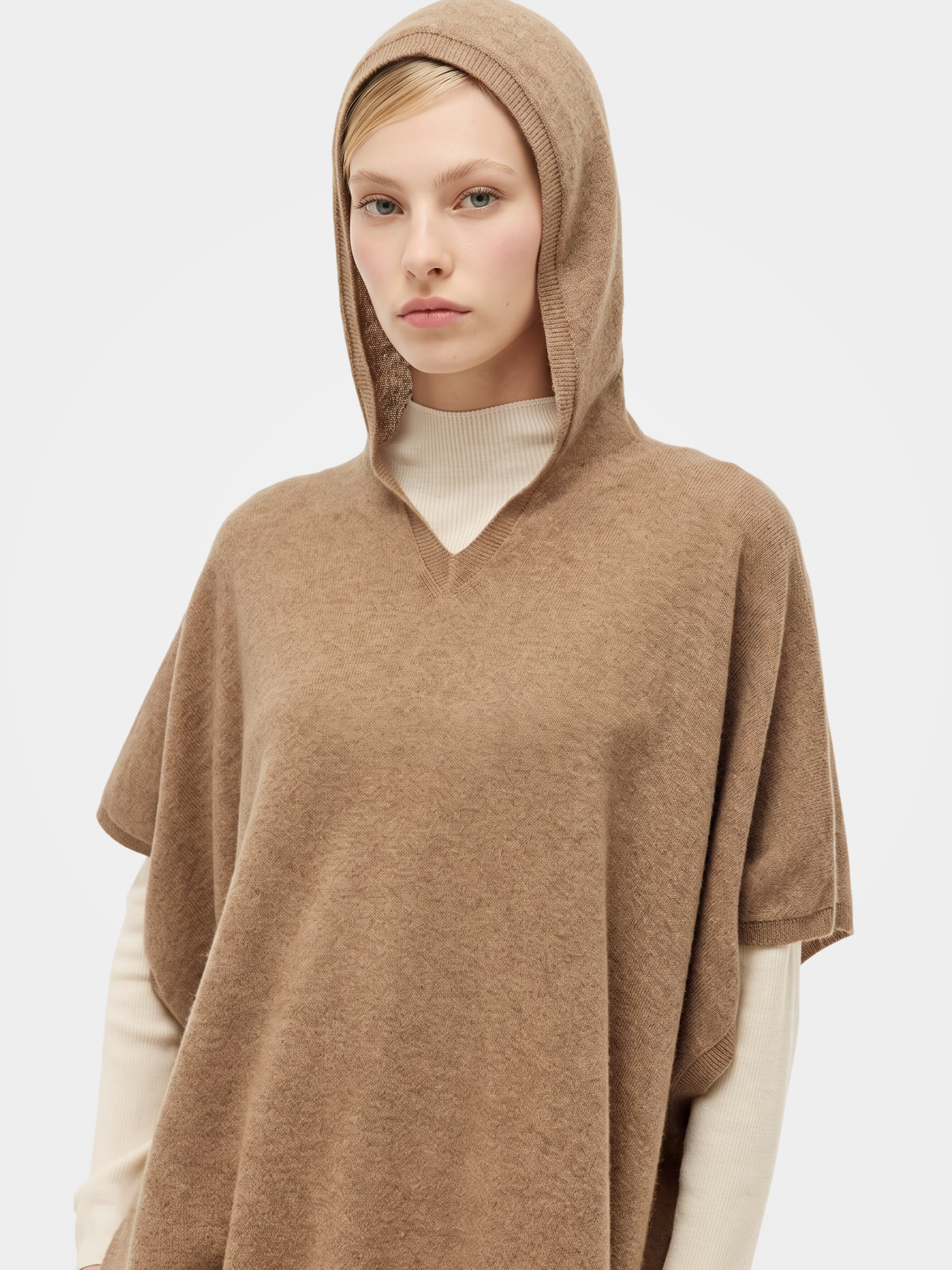 Pre-Order | 100% Cashmere Hooded Poncho Sweater (10-14 Business Days)