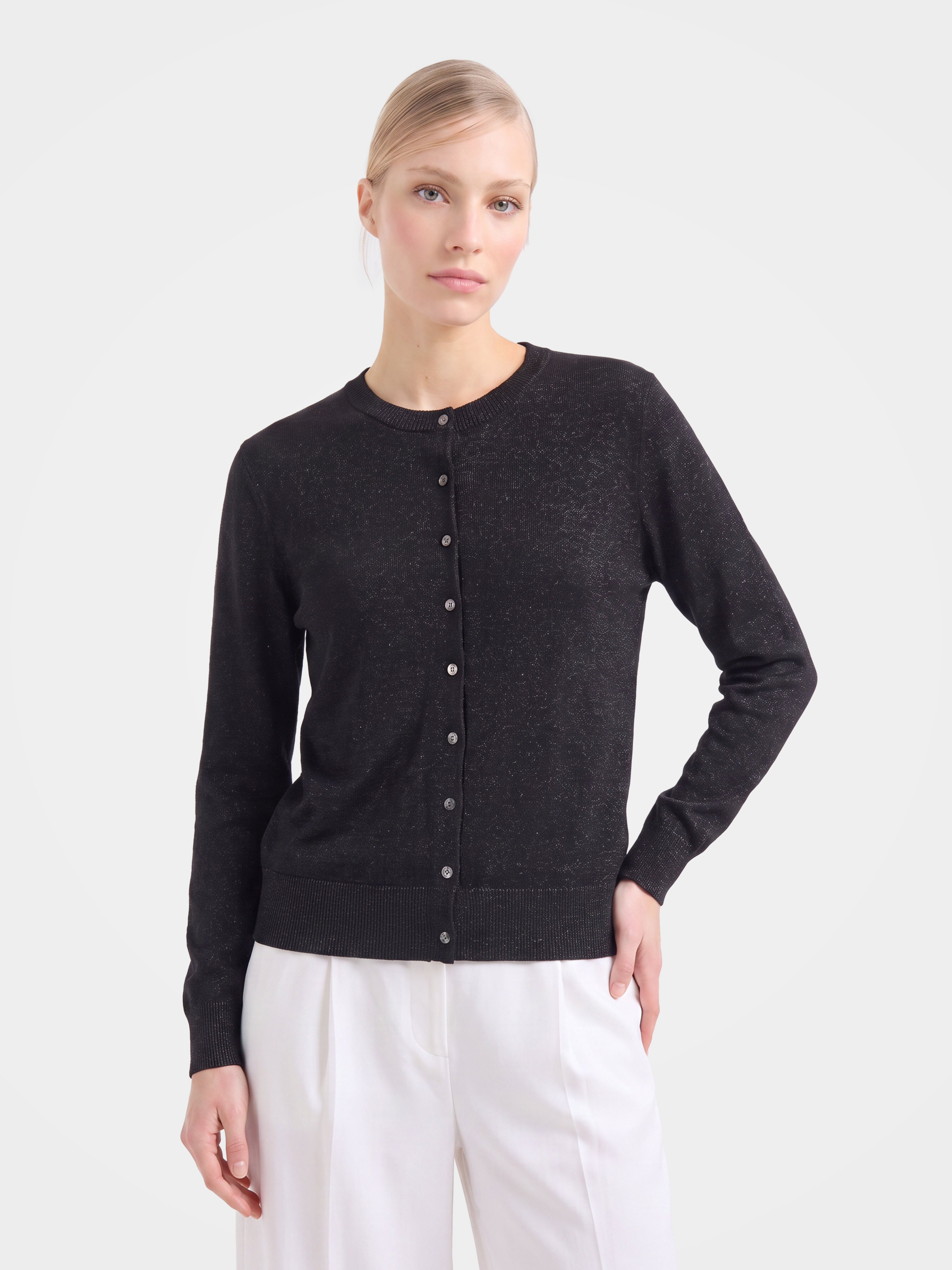 Cashmere Tencel Blend Lightweight Shimmer Cardigan