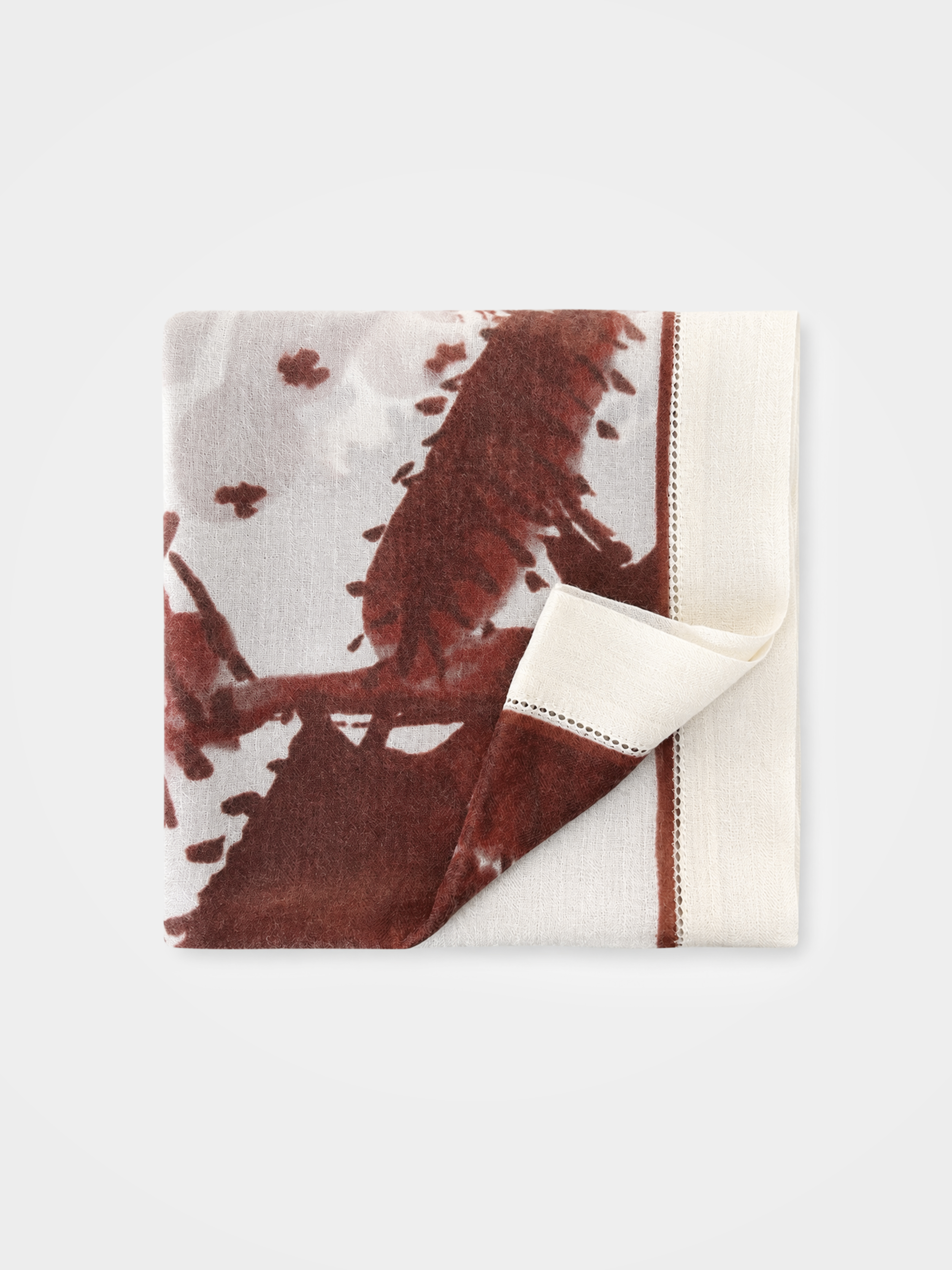 100% Cashmere Leaf Square Scarf Textured Wrap