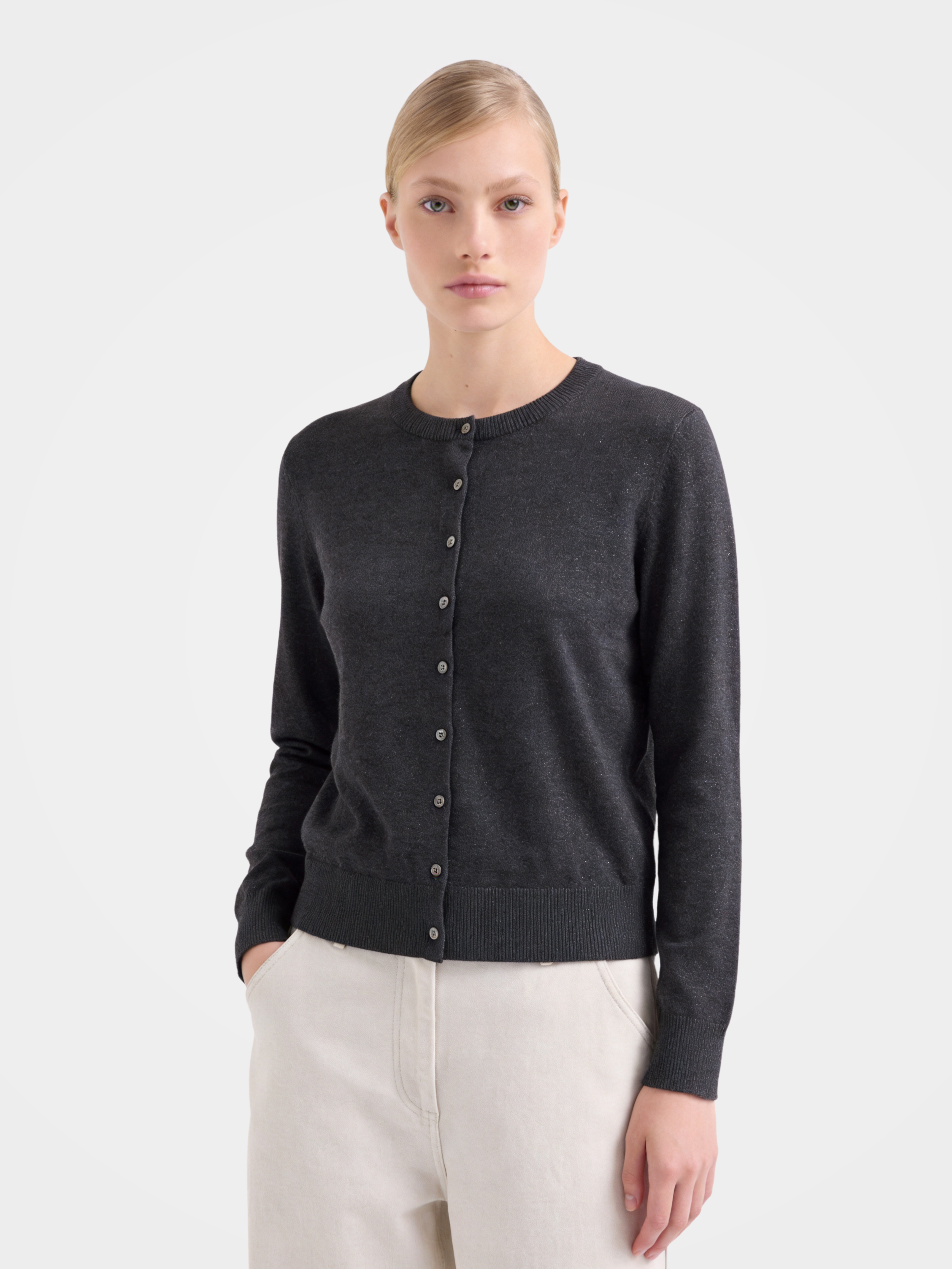 Cashmere Tencel Blend Lightweight Shimmer Cardigan