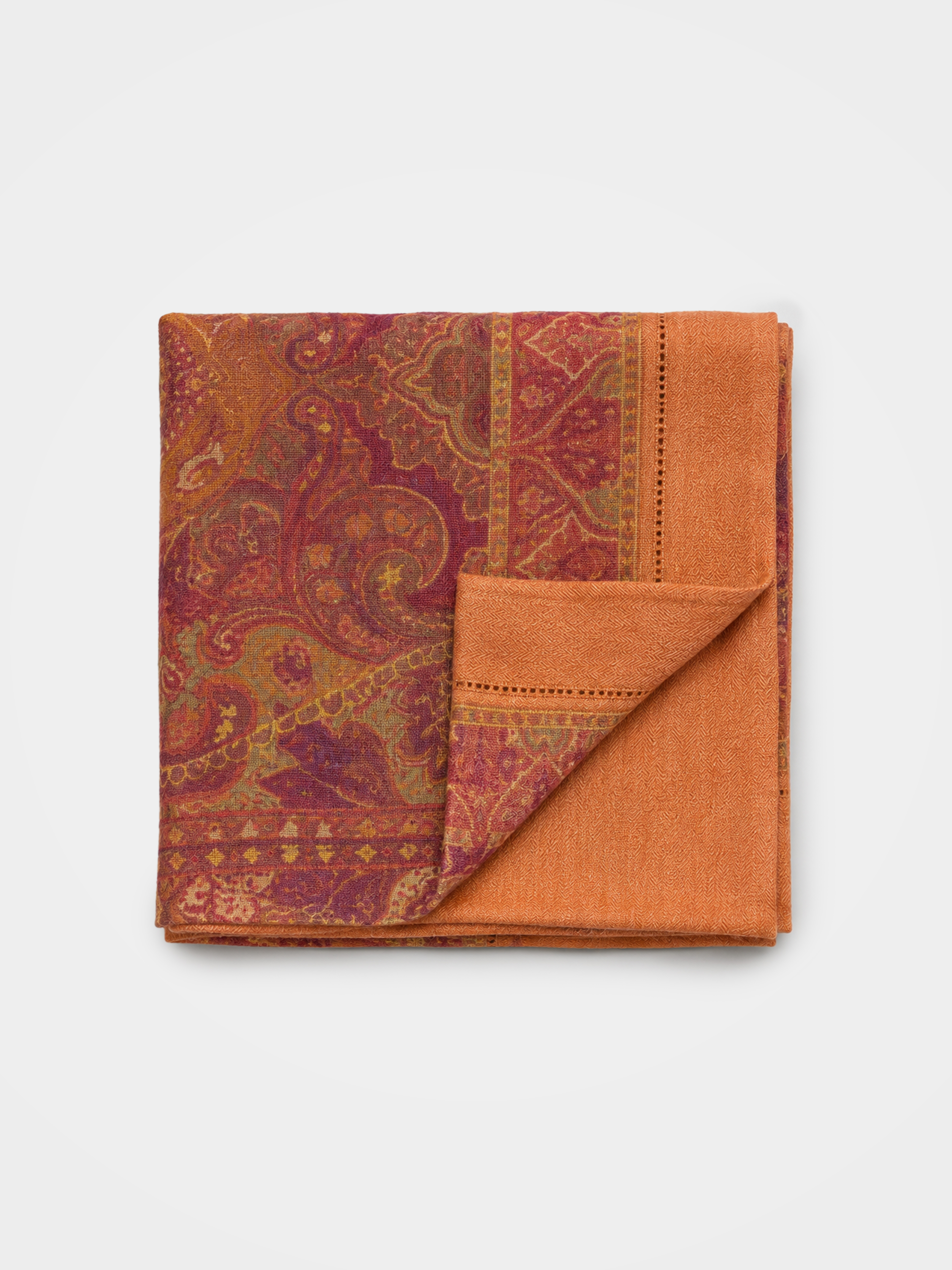 100% Cashmere Paisley Print Vintage Square Scarf