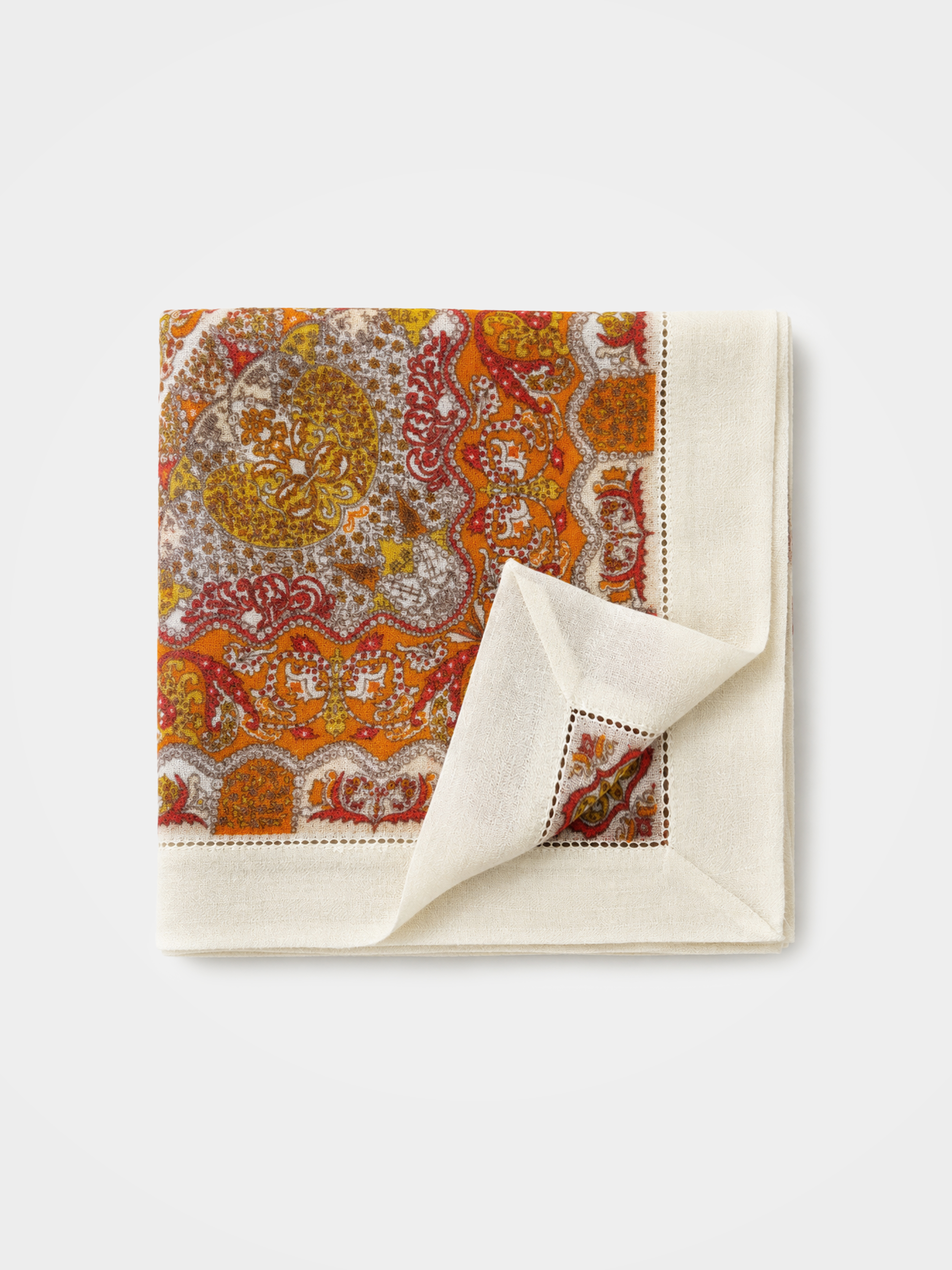 100% Cashmere Paisley Vintage Print Square Scarf
