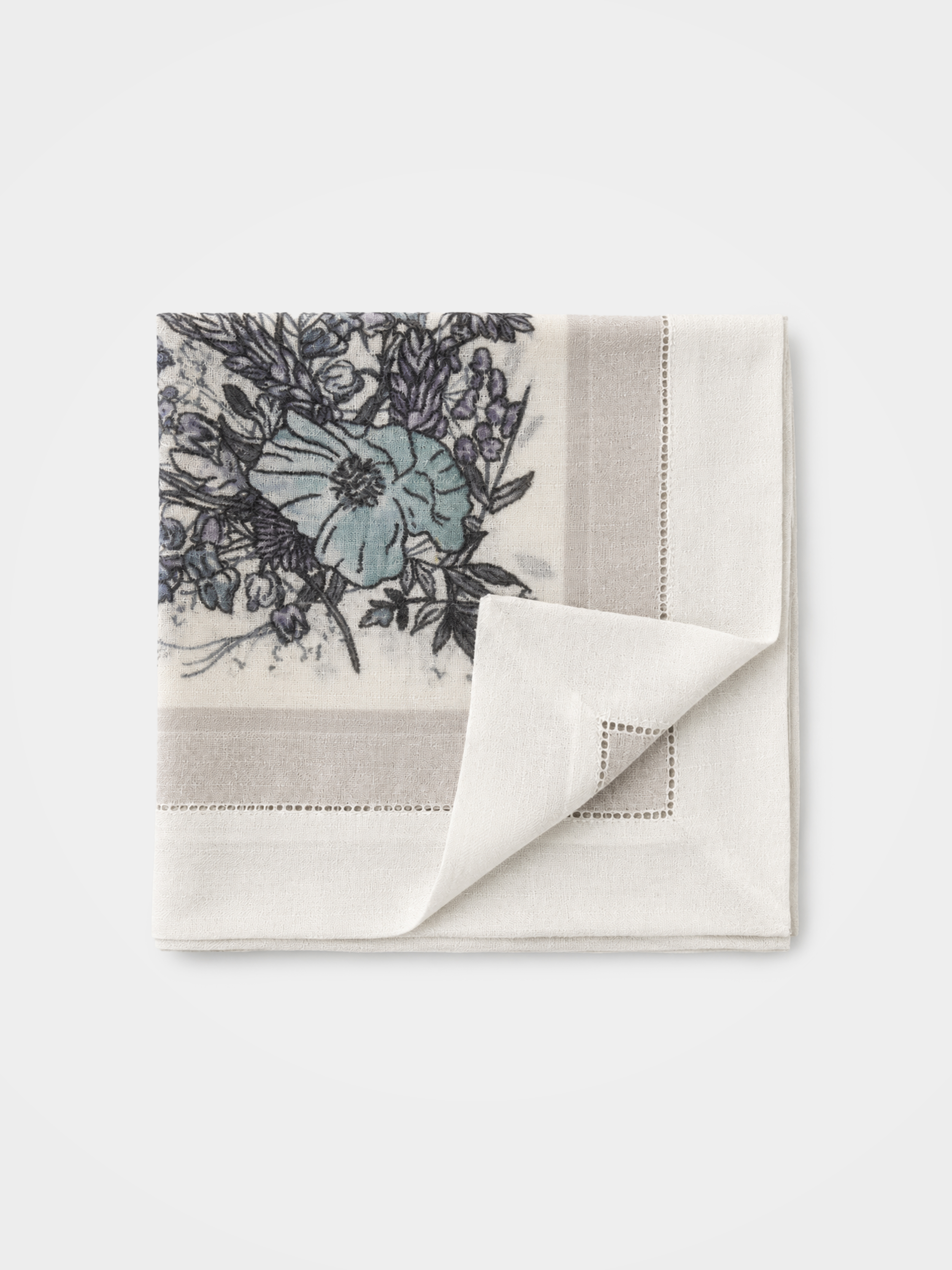 100% Cashmere Ink Floral Print Square Scarf