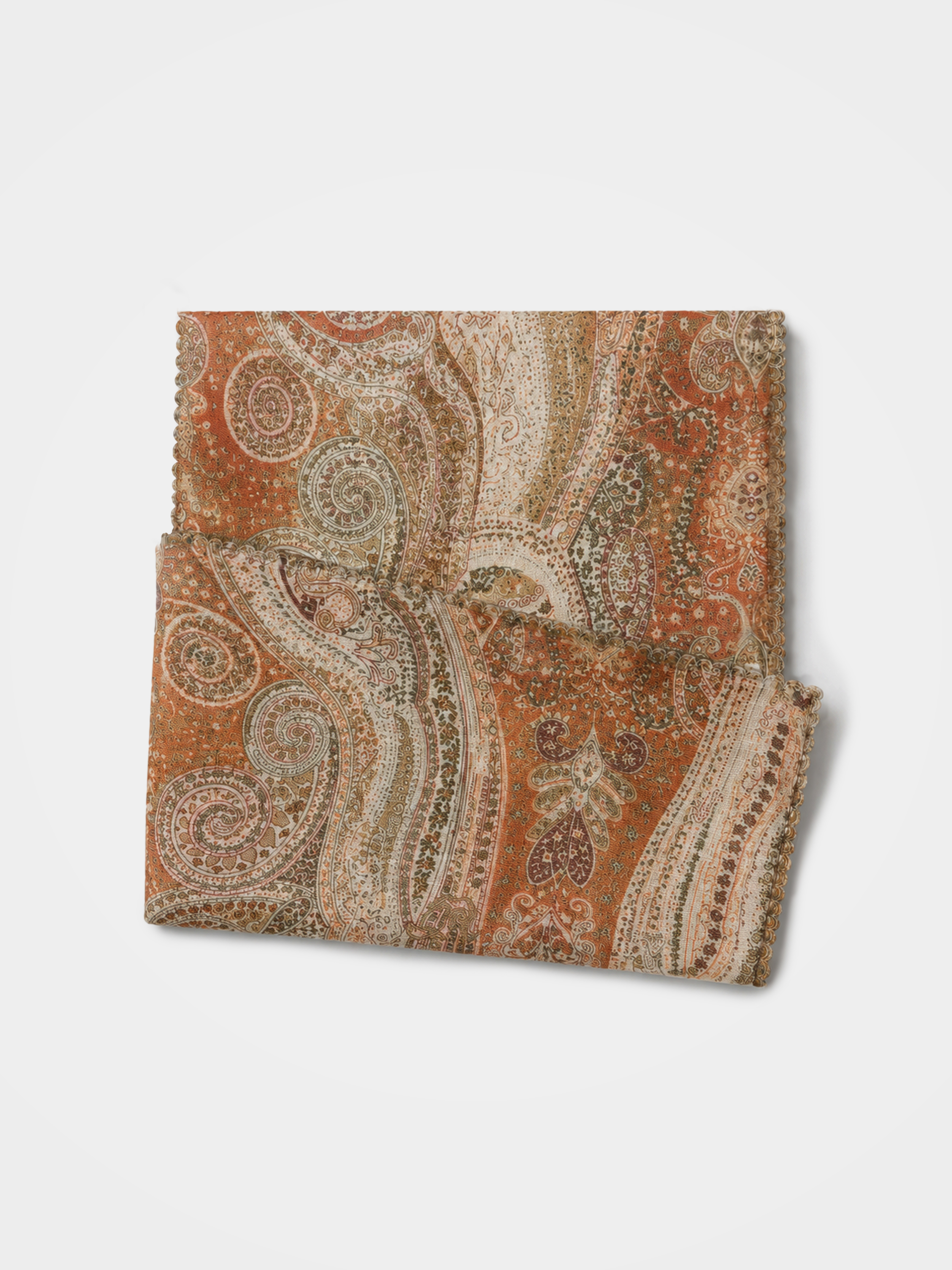 100% Cashmere Textured Paisley Fringe Long Scarf