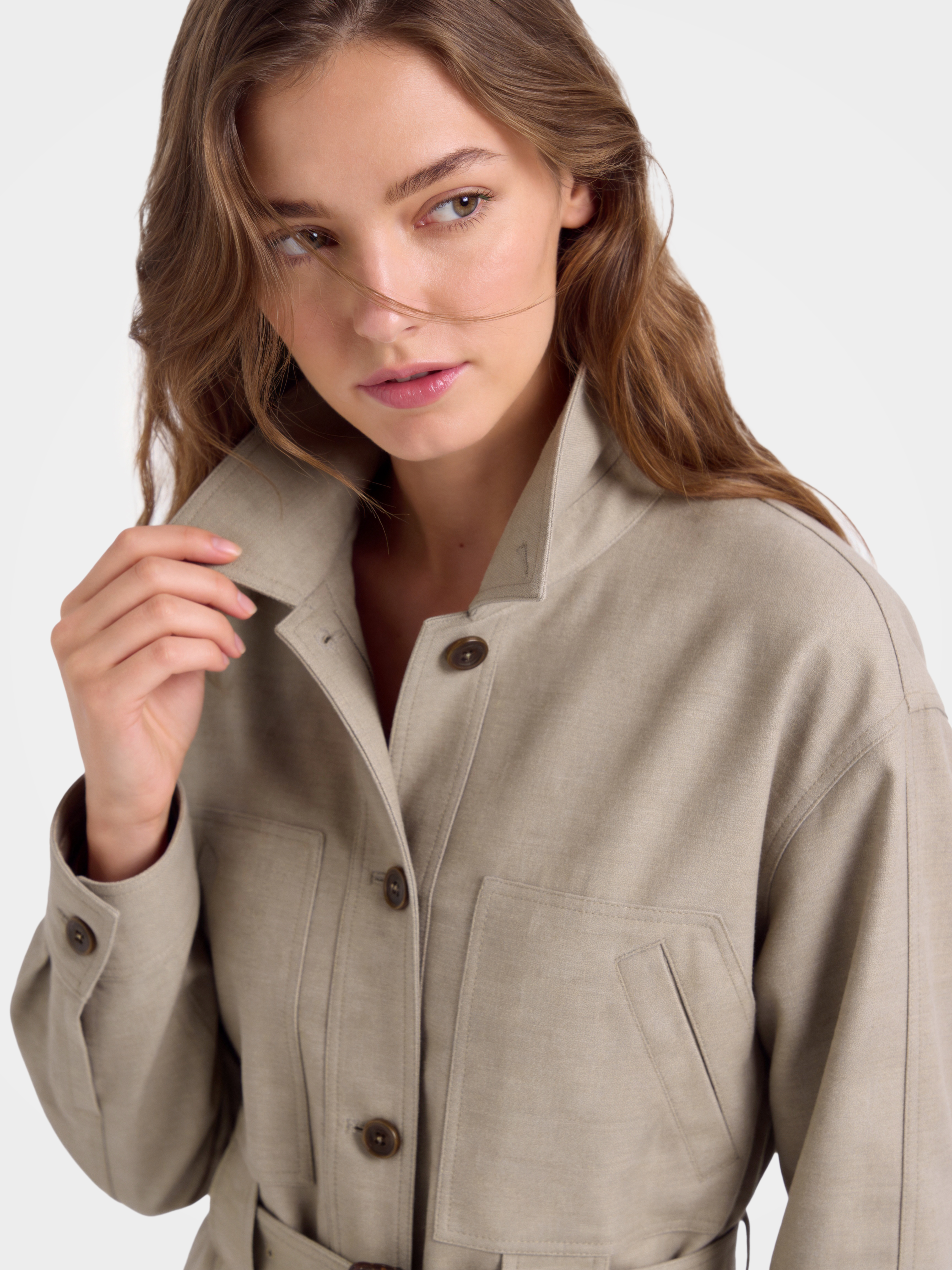 Wool Collared Warm Coat Elegant Jacket