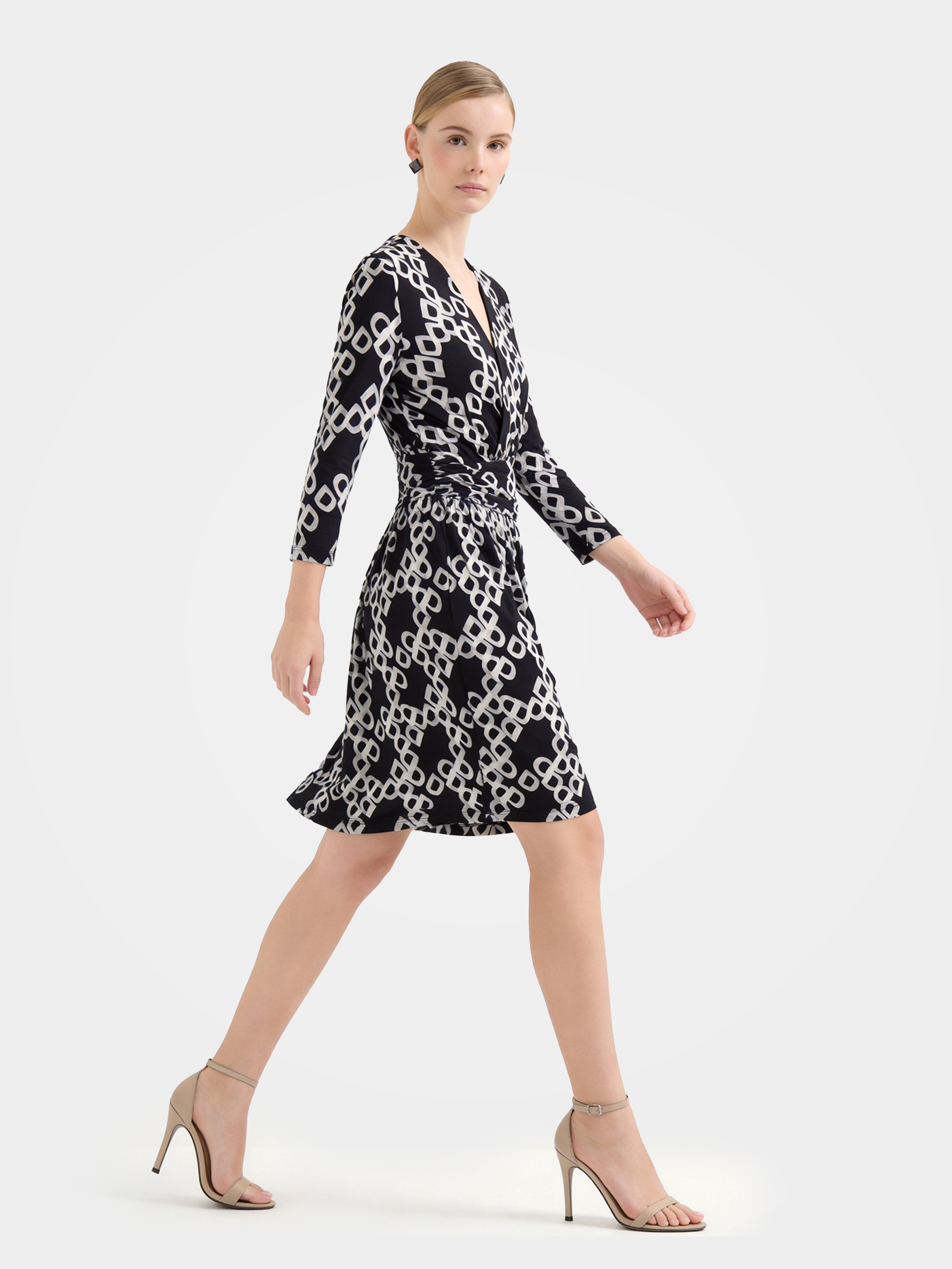 Luxury Mulberry Silk Geometric Breathable Midi Dress