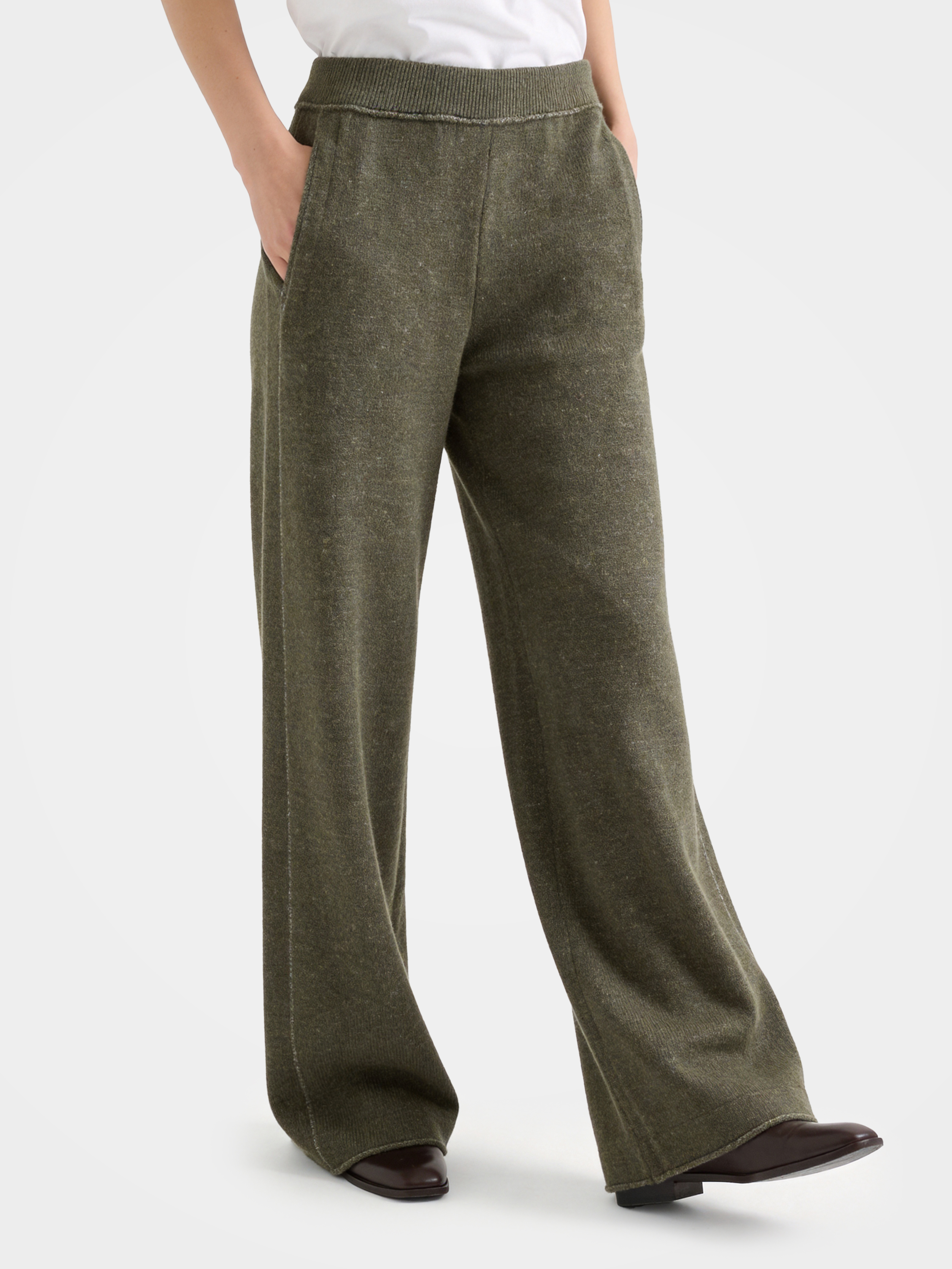 100% Cashmere Straight Leg Pants Knit Pants