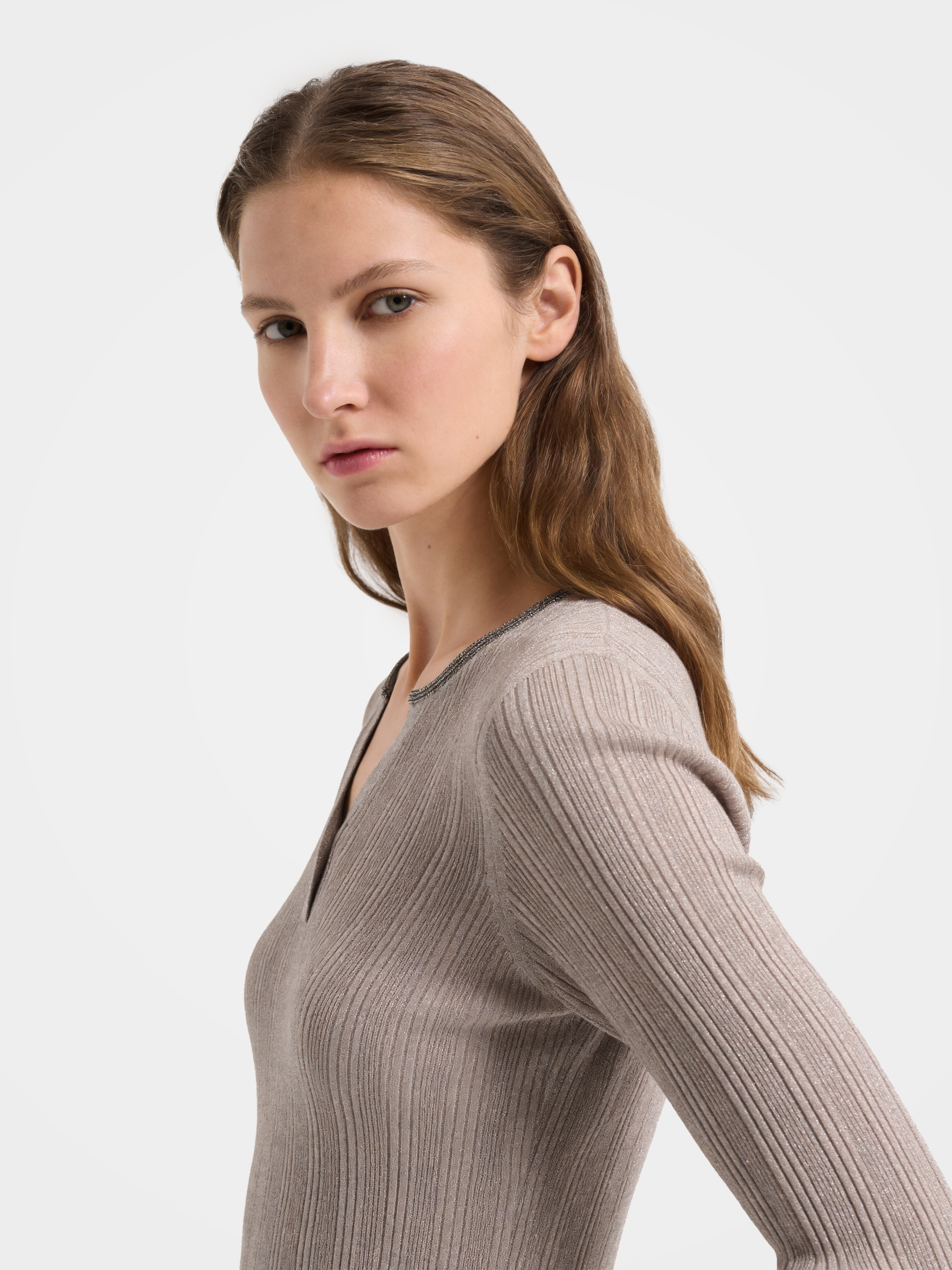 Wool V Neck Sweater Soft Textured Knit Sweater