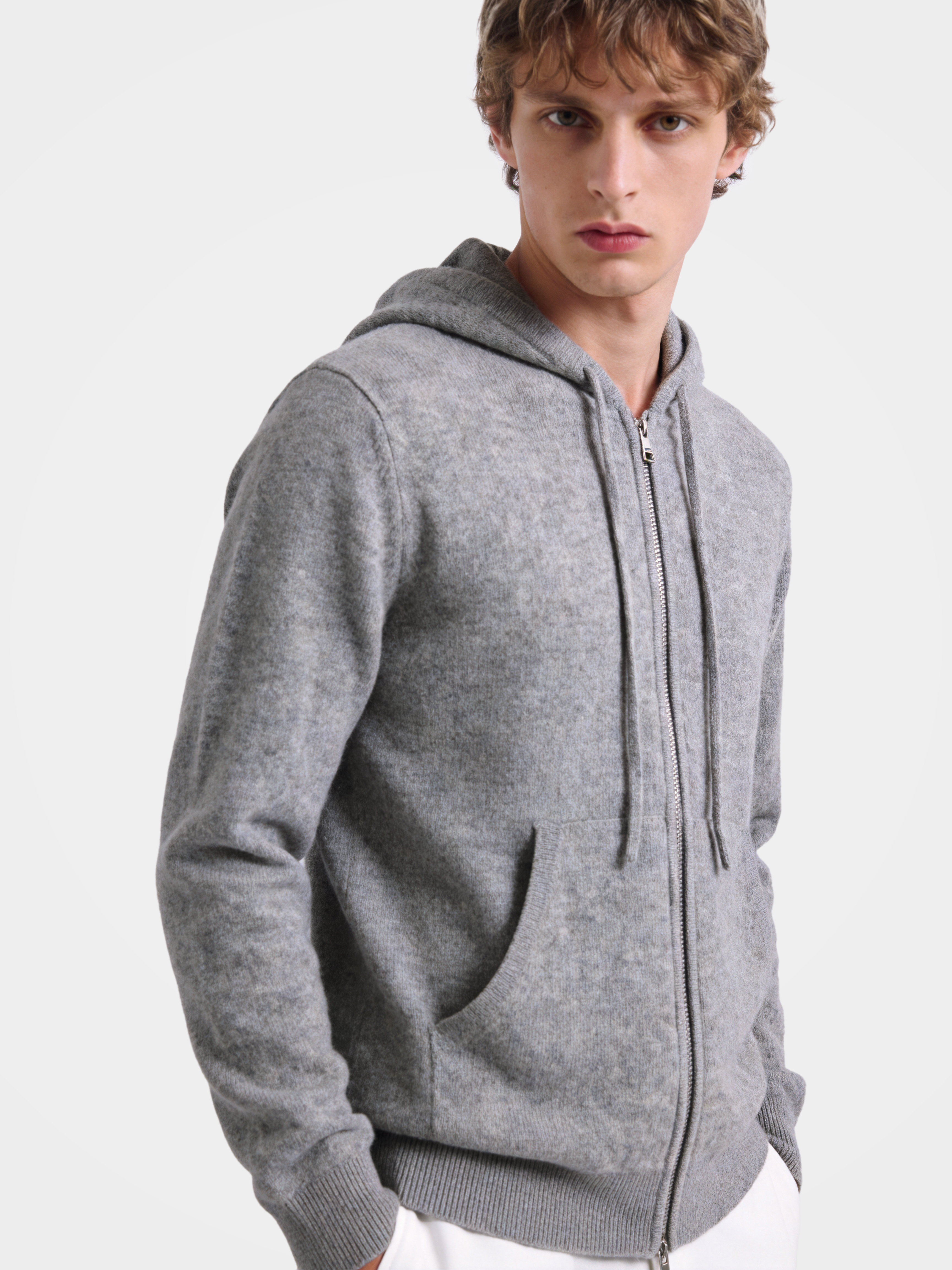 Men's 100% Cashmere Hooded Full-Zip Cardigan