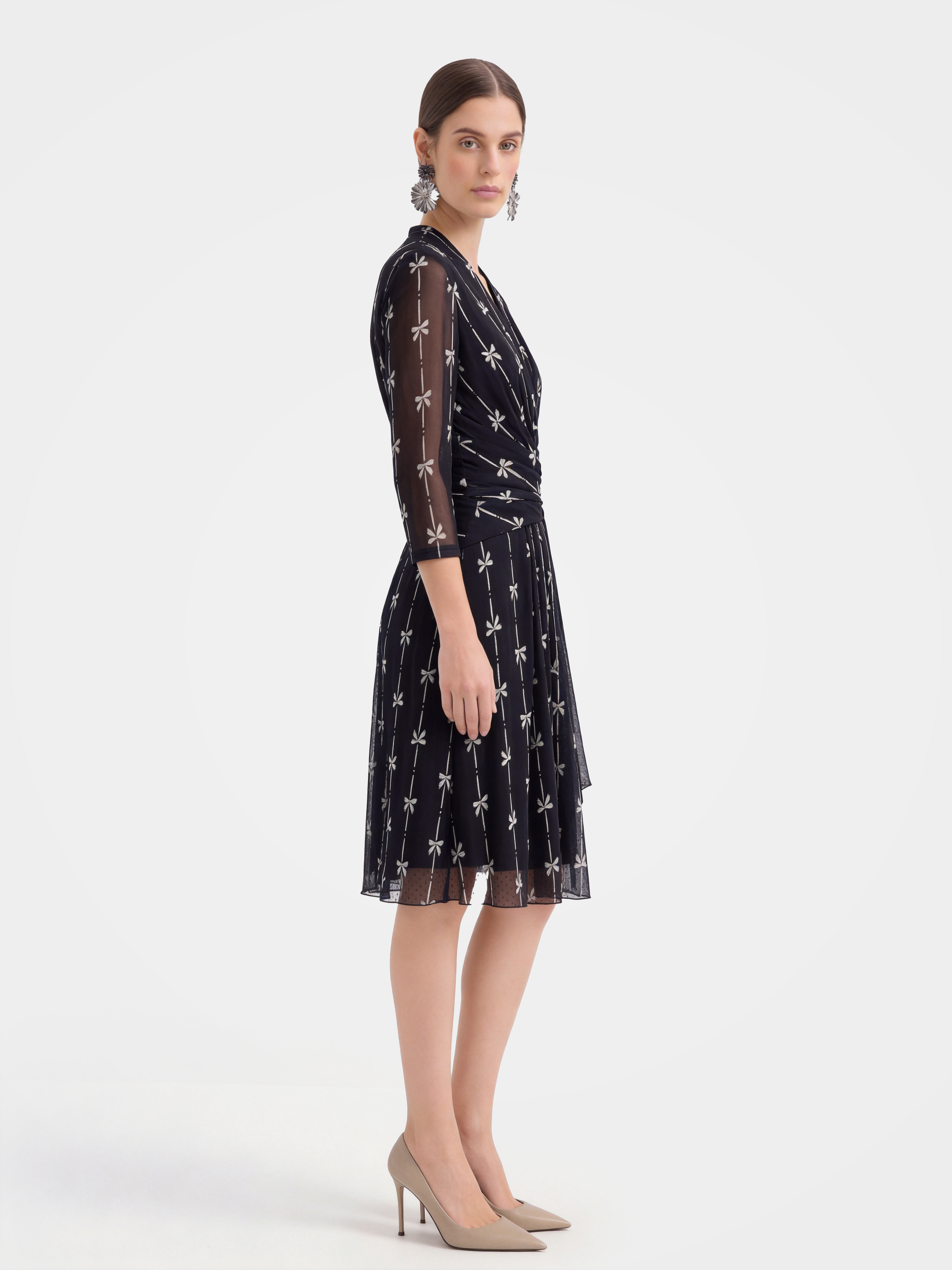 Breathable Mulberry Silk Printed V-Neck Dress
