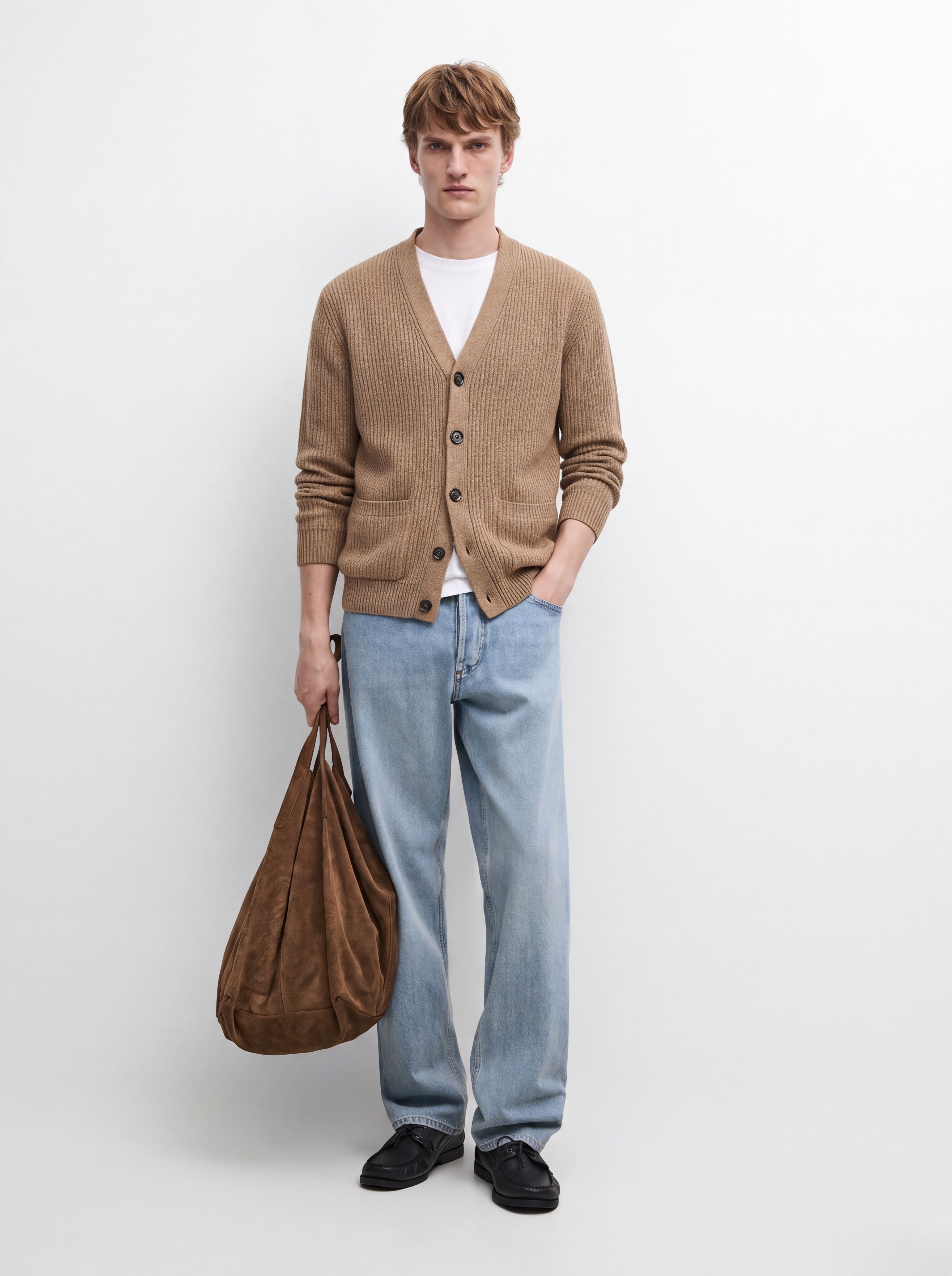 Men's 100% Cashmere V-Neck Button Front Cardigan