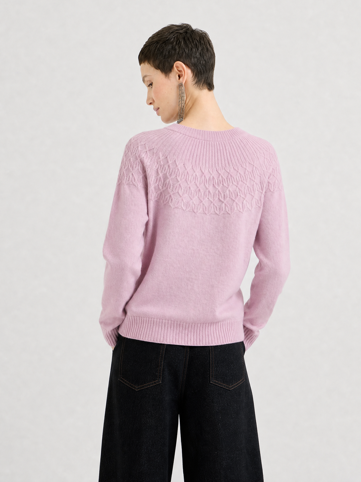 Pre-Order | 100% Cashmere Crew Neck Sweater Soft Diamond Knit Sweater (10-14 Business Days)