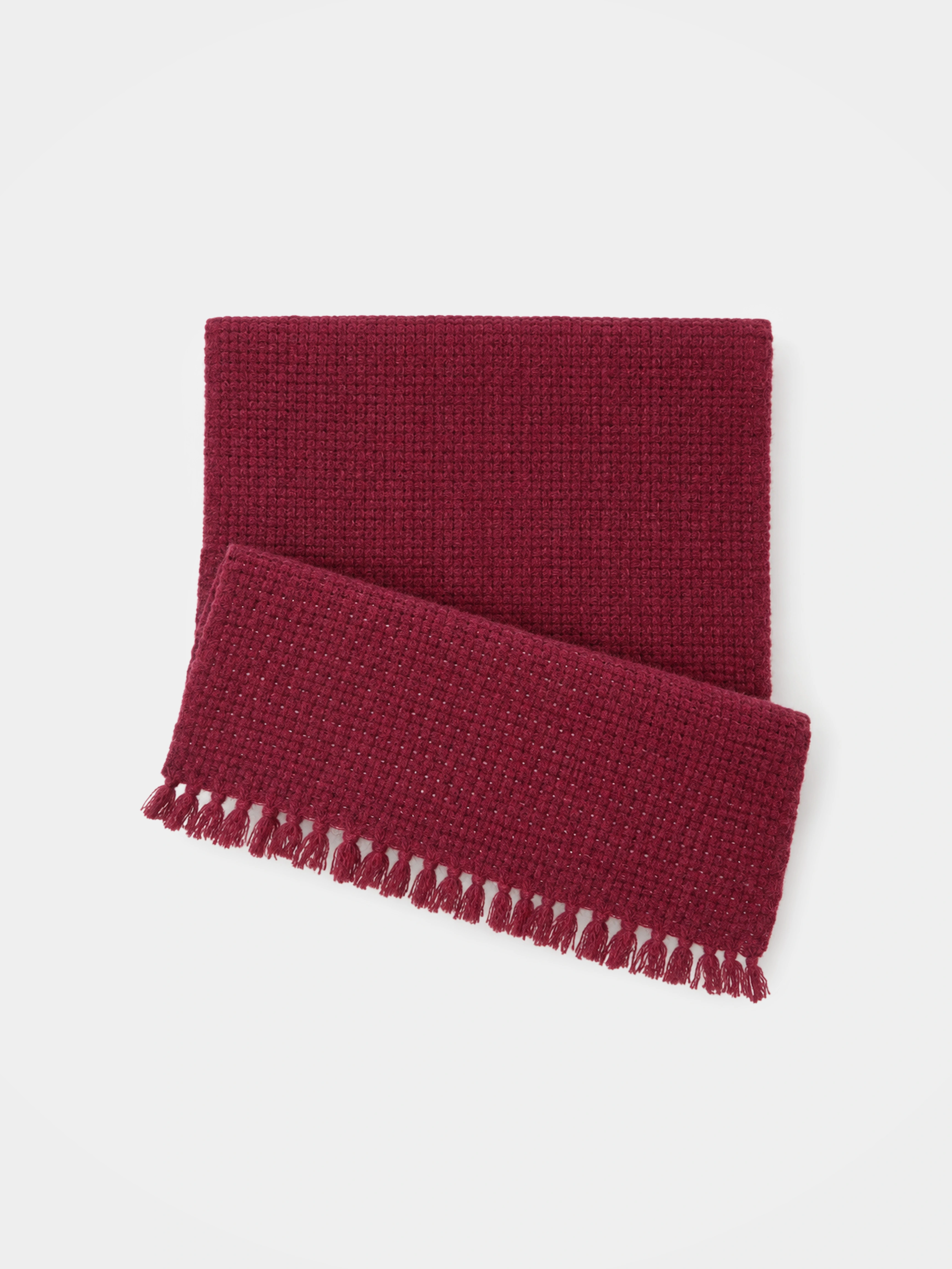 100% Cashmere Waffle Textured Plain Tassel Long Scarf