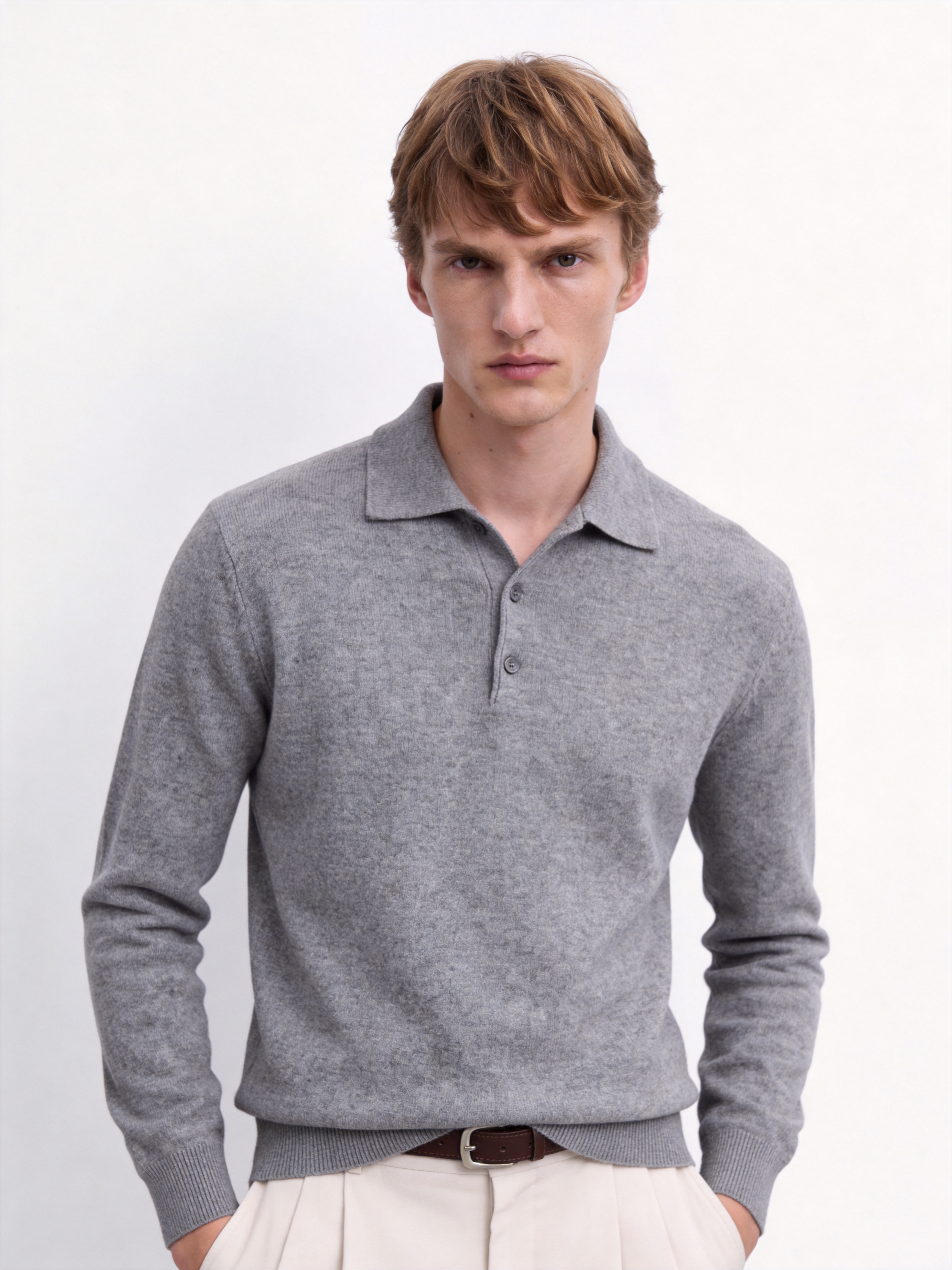 Men's 100% Cashmere Polo Collar Knit Sweater