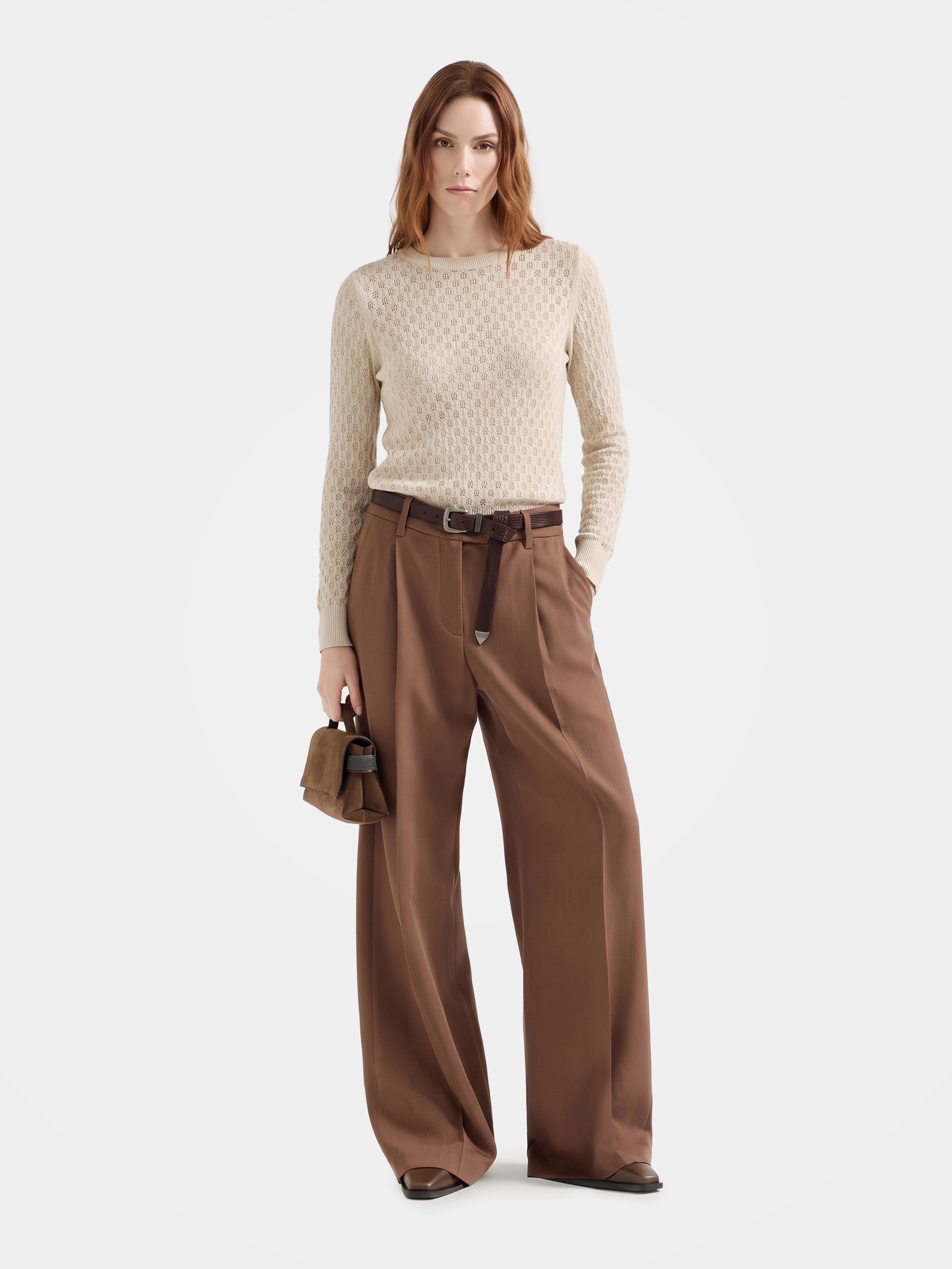 Breathable Cotton Silk Pointelle Knit Pullover