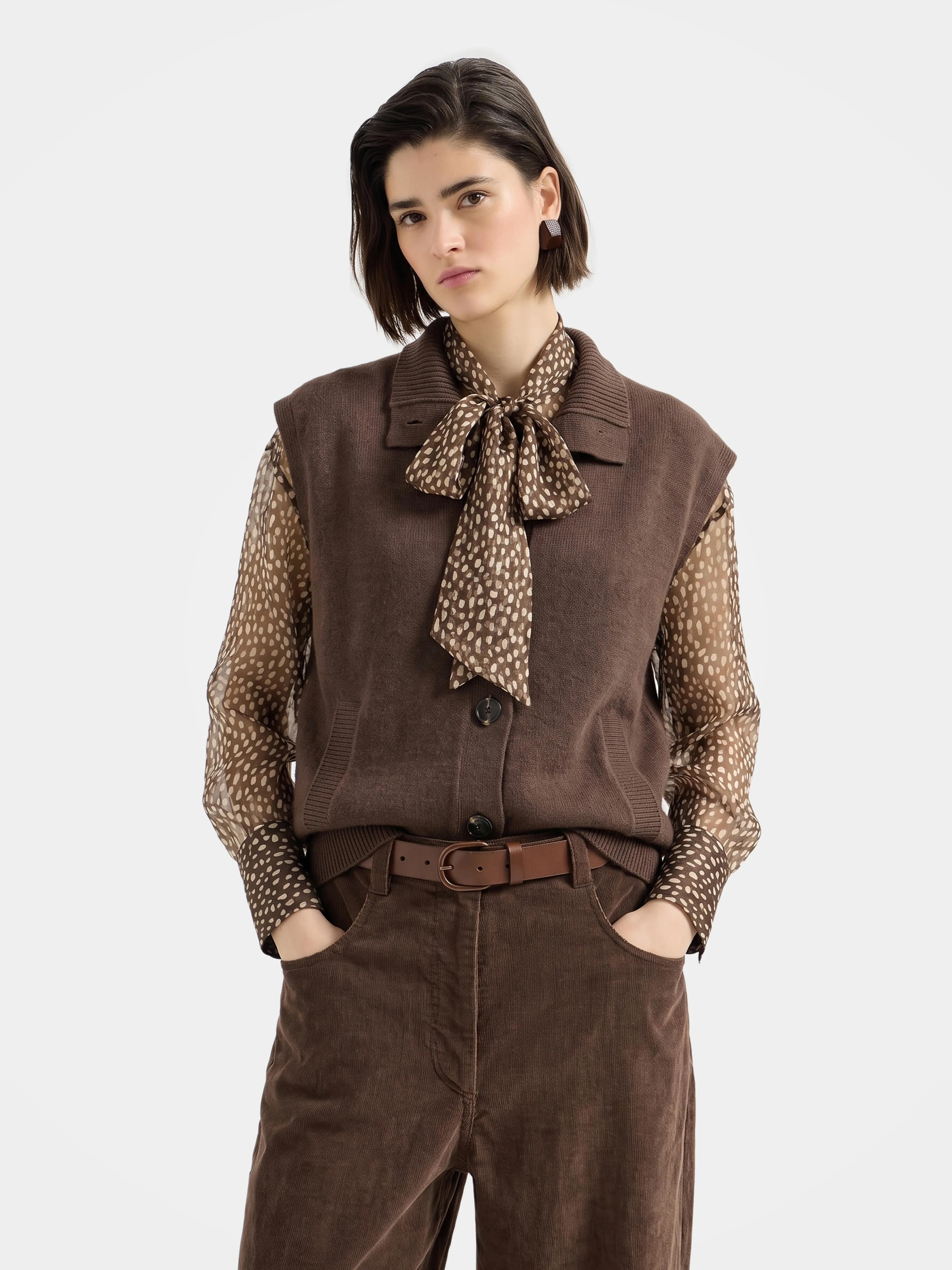 100% Mongolian Cashmere Button Knit Vest Layering Top