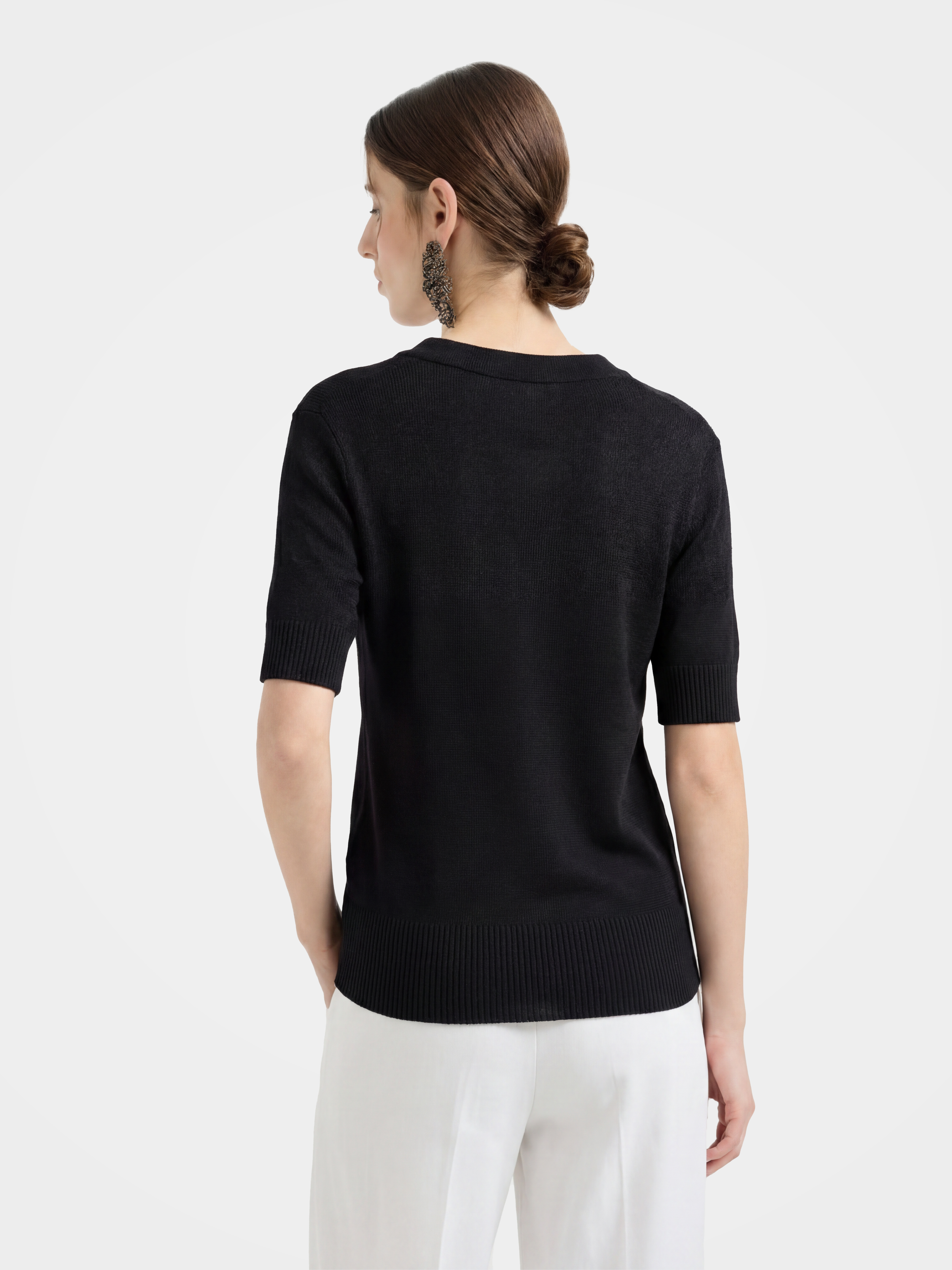 Lightweight Fine Gauge Short Sleeve Pullover Top