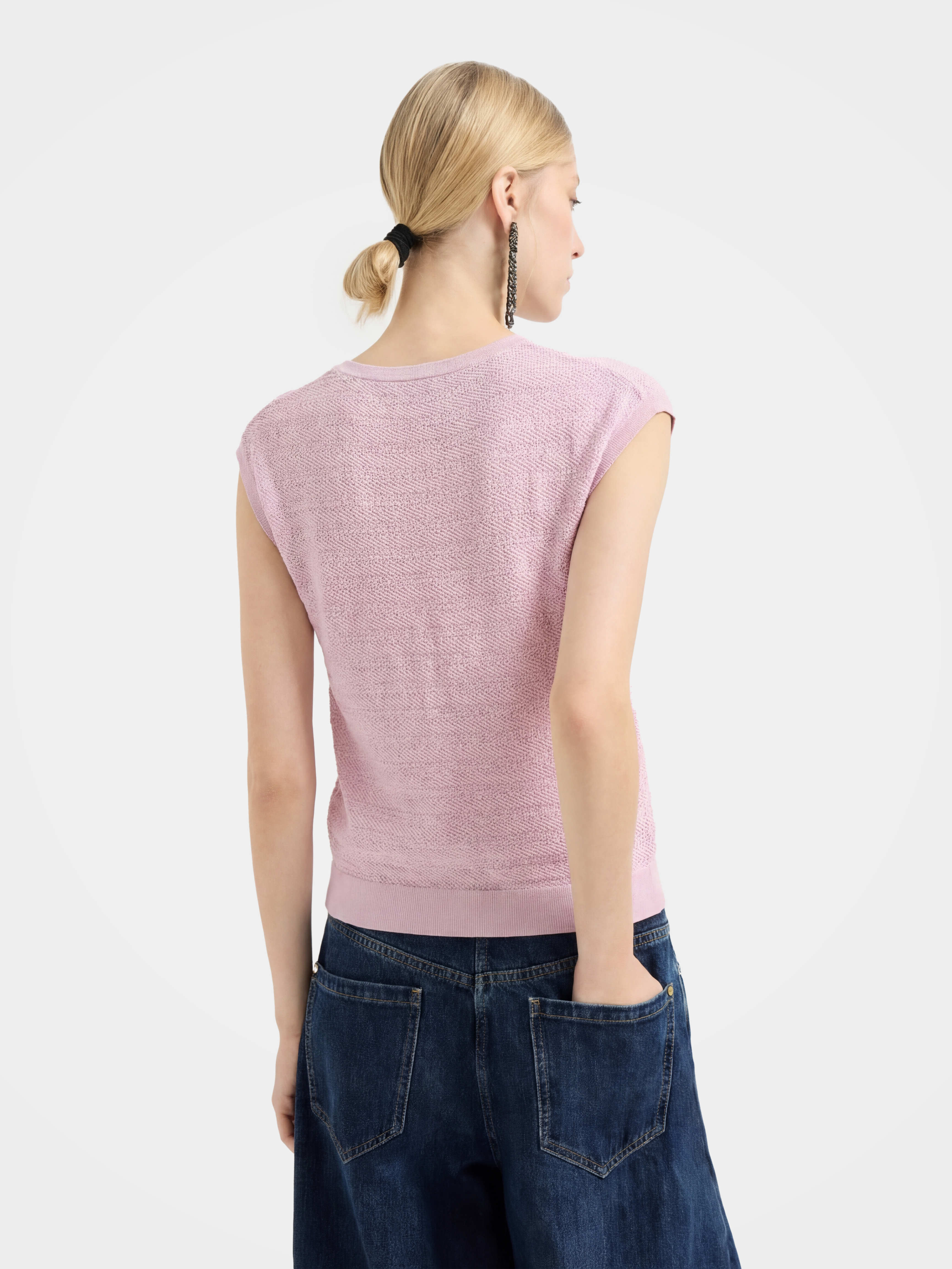 Cooling Tencel Blend Textured Sleeveless Knit Top