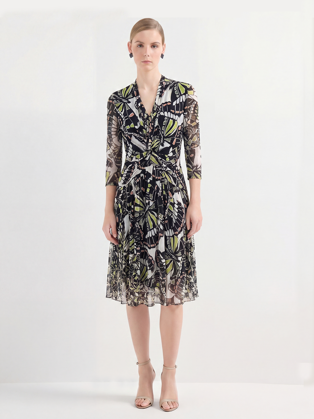Lightweight 100% Mulberry Silk Printed Knee-Length Dress