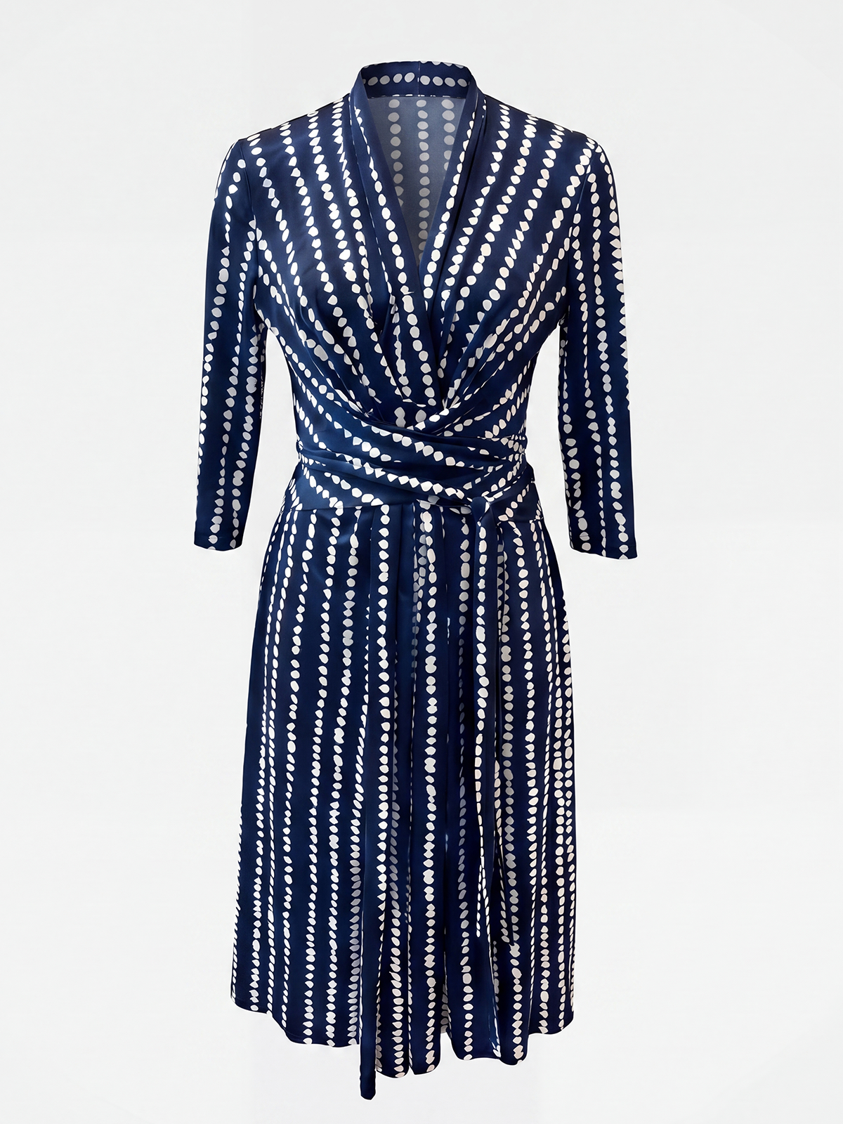 Luxurious 100% Mulberry Silk Printed Knee-Length Wrap Dress
