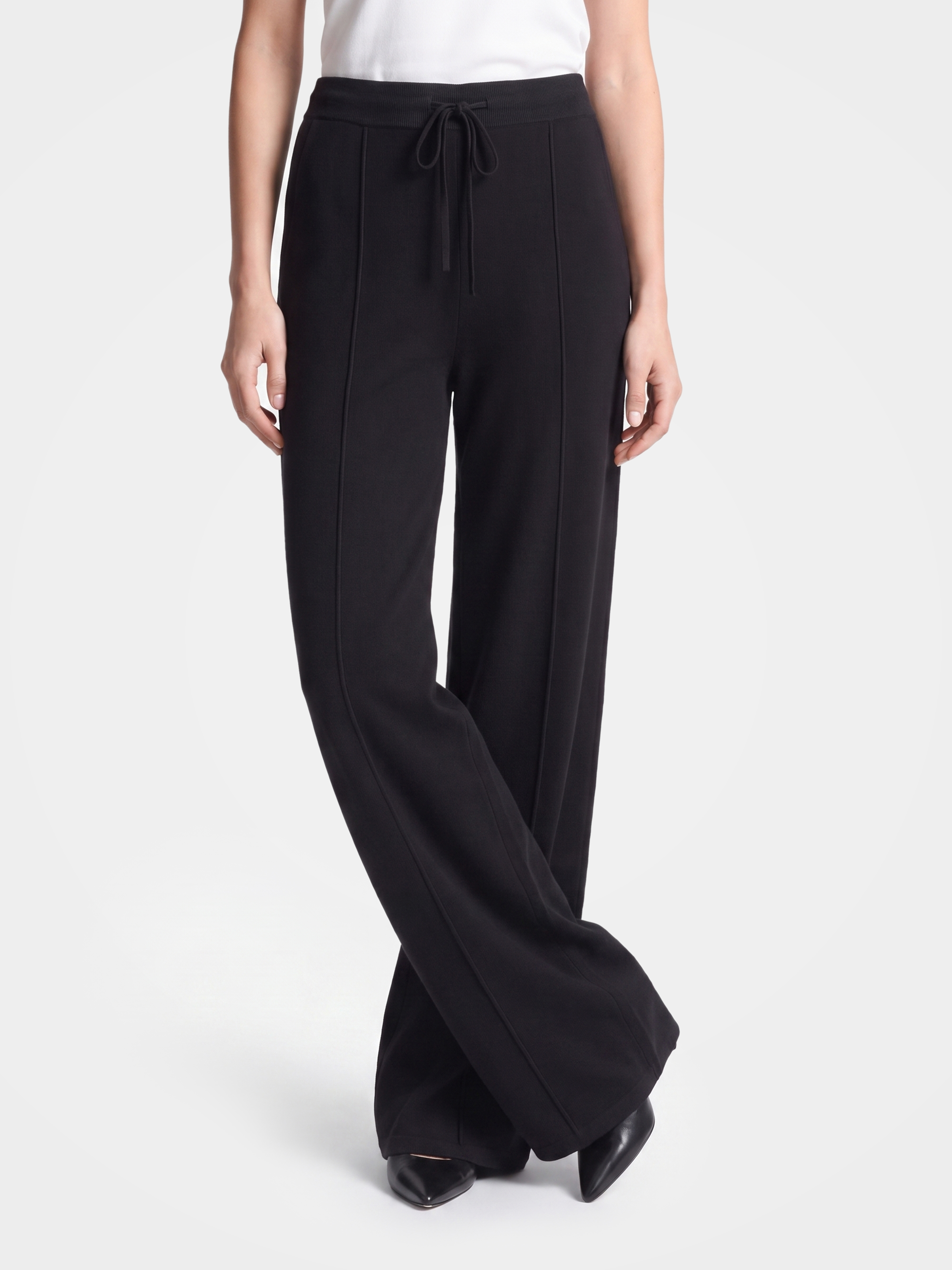 100% Cashmere Straight Leg Pants Drawstring Pants
